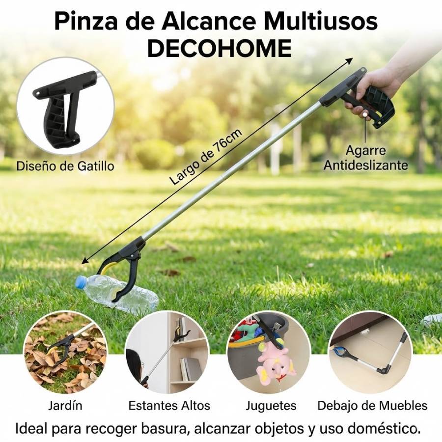 TEMU Pinza de Basura de Mango Largo | Pinza de Recogida | para Recolección de Basura | Recogida de Objetos | 76CM | y Duradera | Mango de Presión |