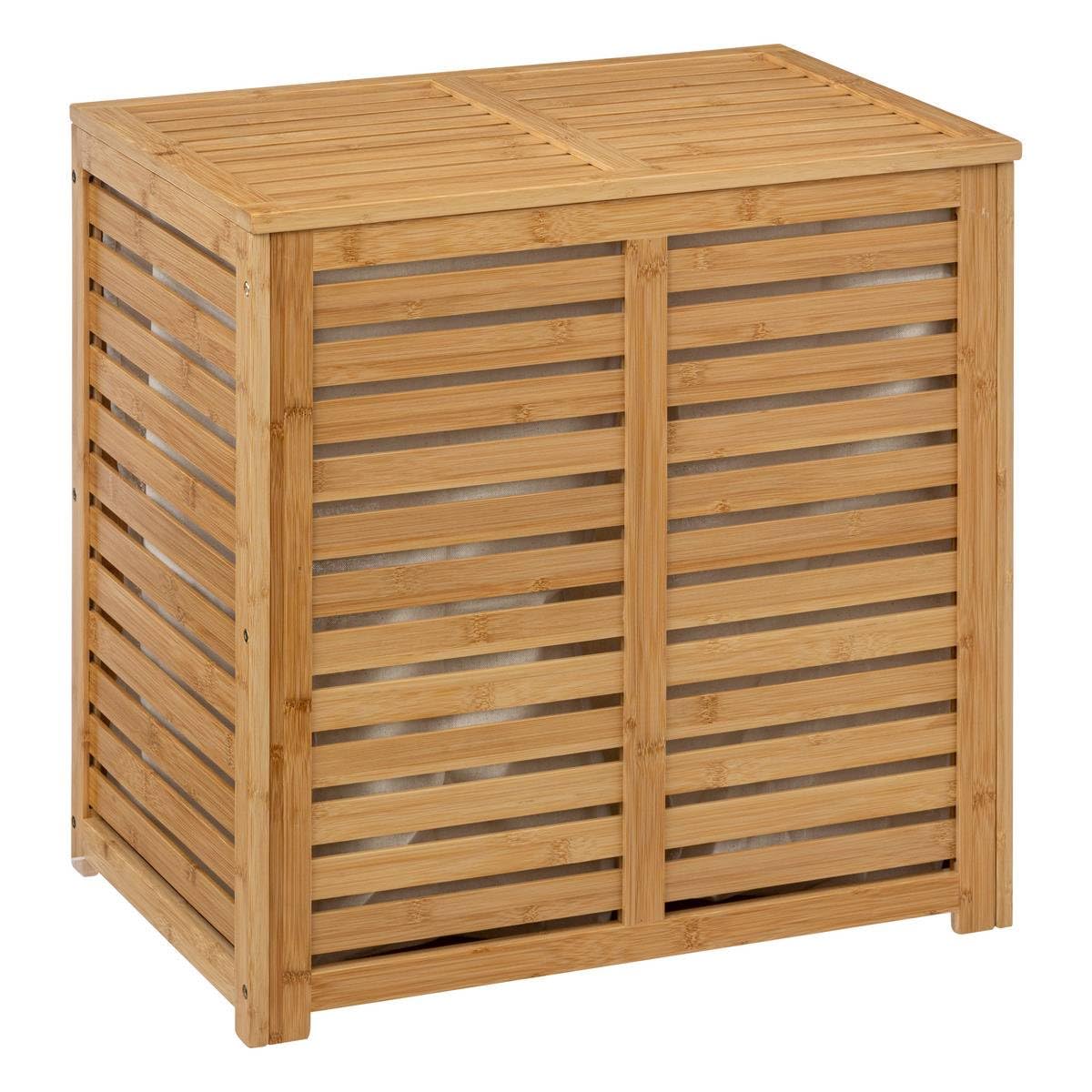 Double 50l Bamboo Laundry Basket