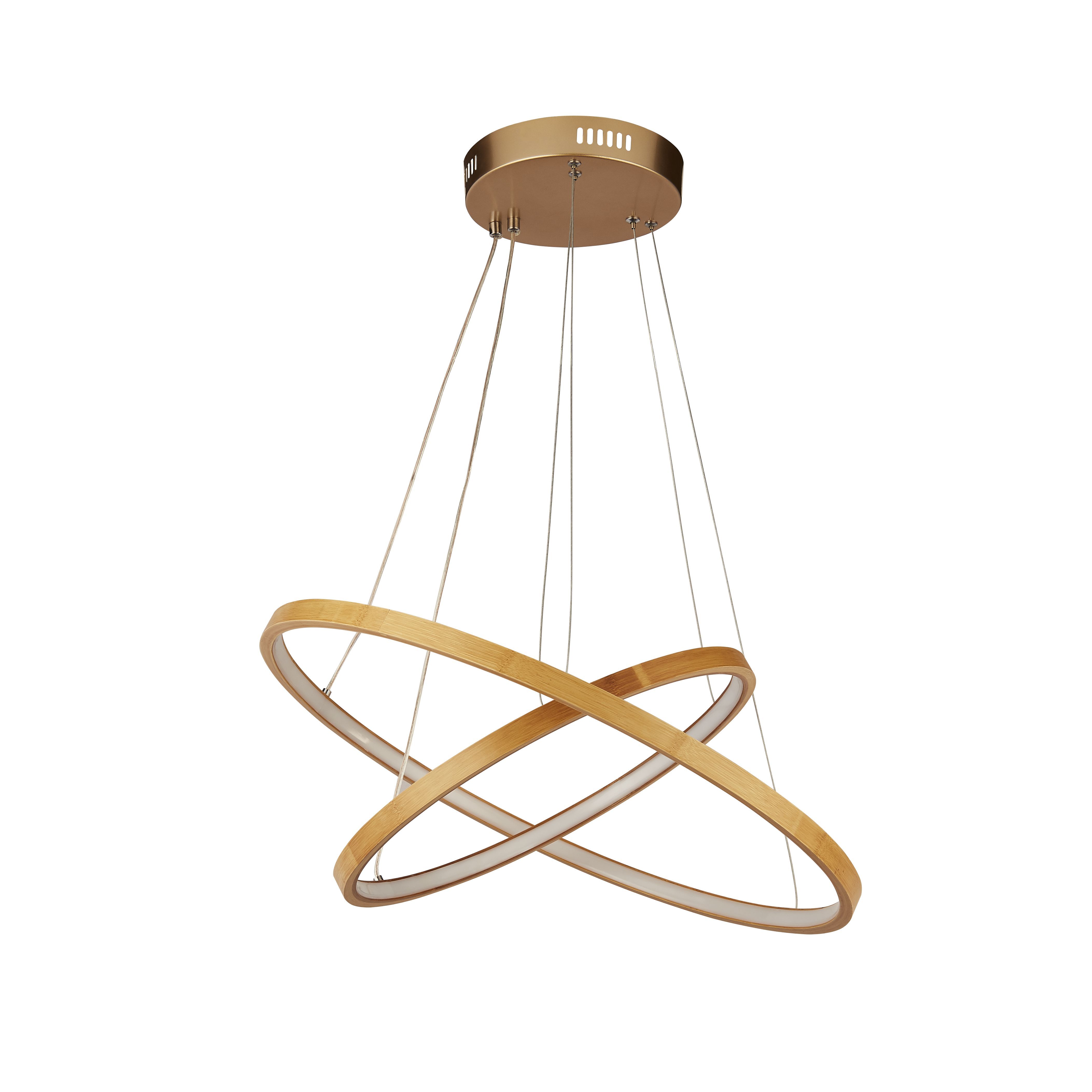 2 Ring Wooden LED Pendant Light