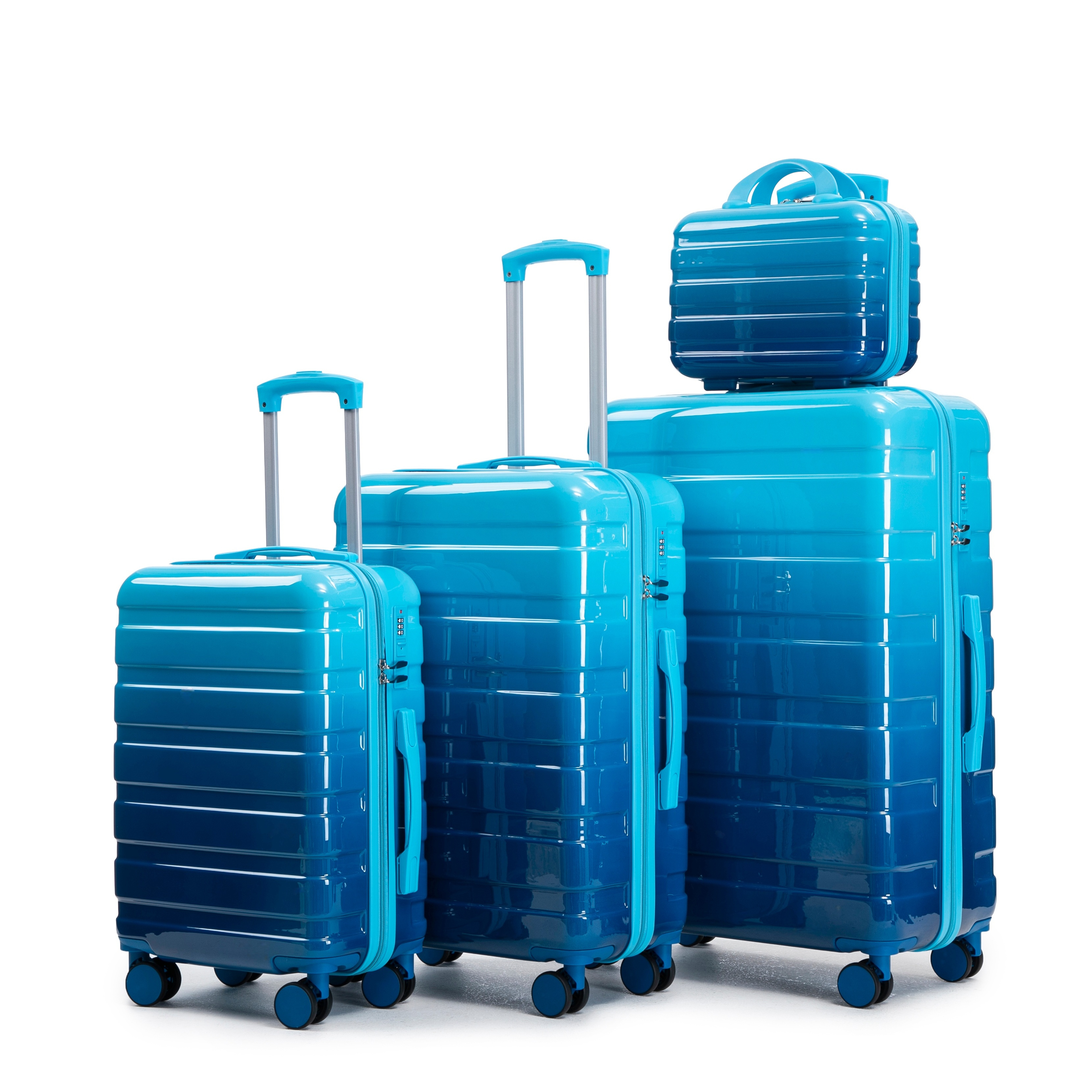 TEMU 4-piece Pc Luggage Set With 14/20/24/28 Inch Suitcases – Lightweight & Durable With , 360° Spinner Wheels, Side Handles, Protective Feet,