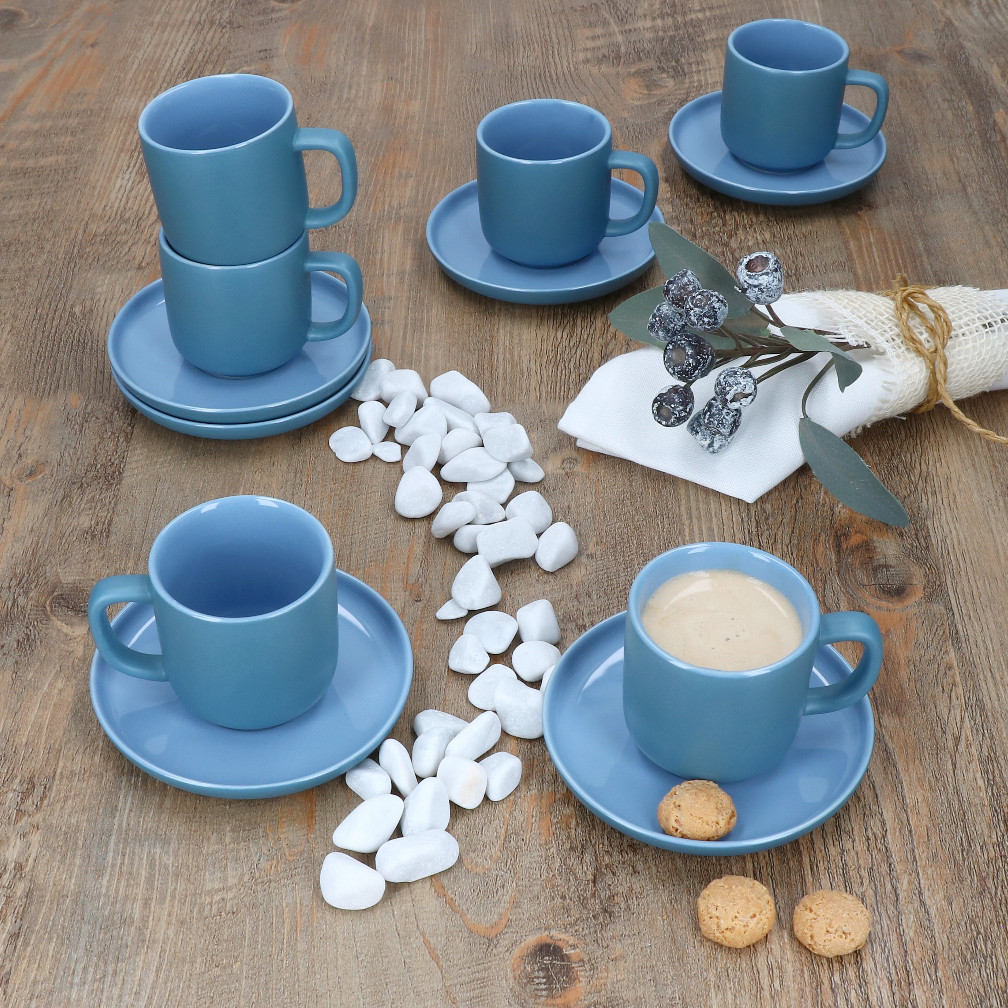 Ritzenhoff 6-piece Set Jasper Espresso Cups & Saucers Ocean Blue For 6 People