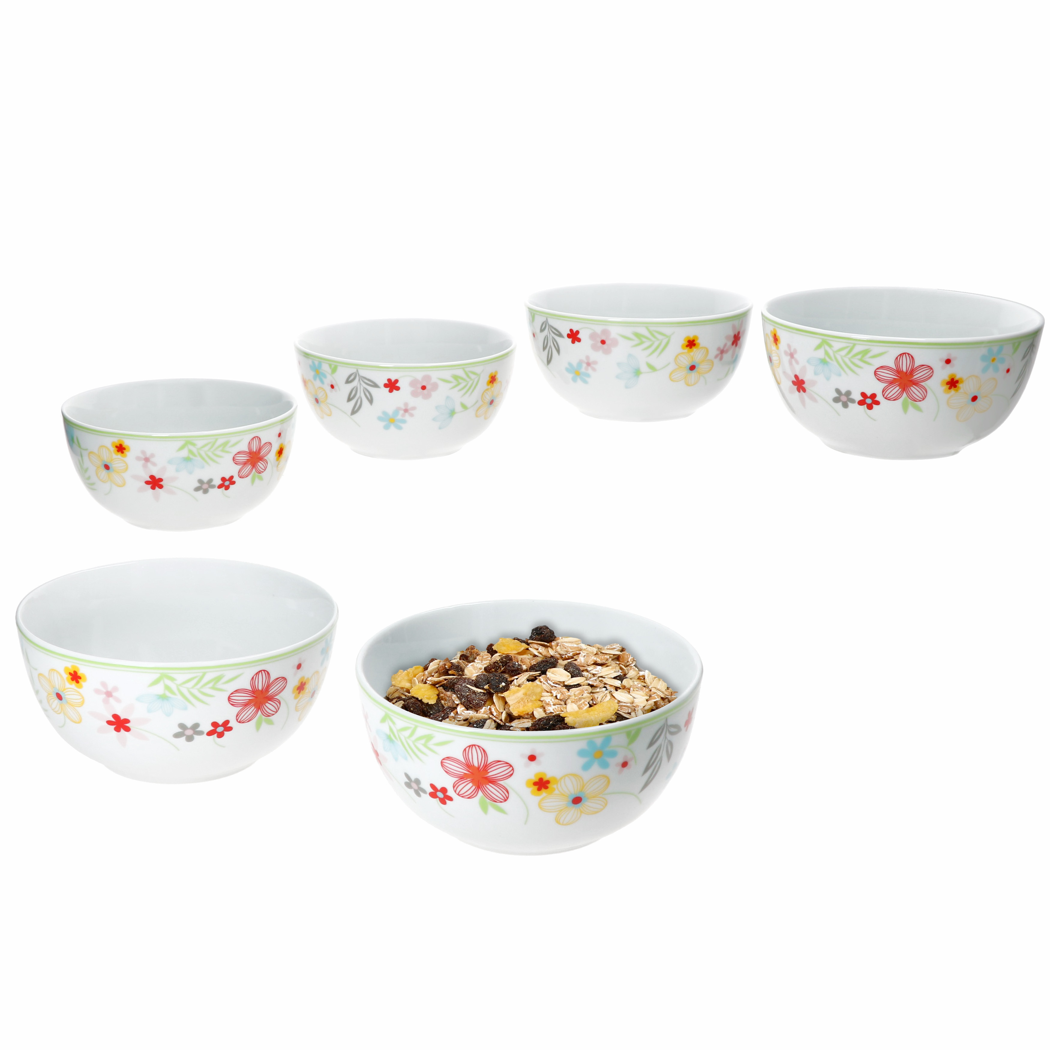 6-piece Bowl Set, 14.3cm, 450ml, Porcelain, For 6 People