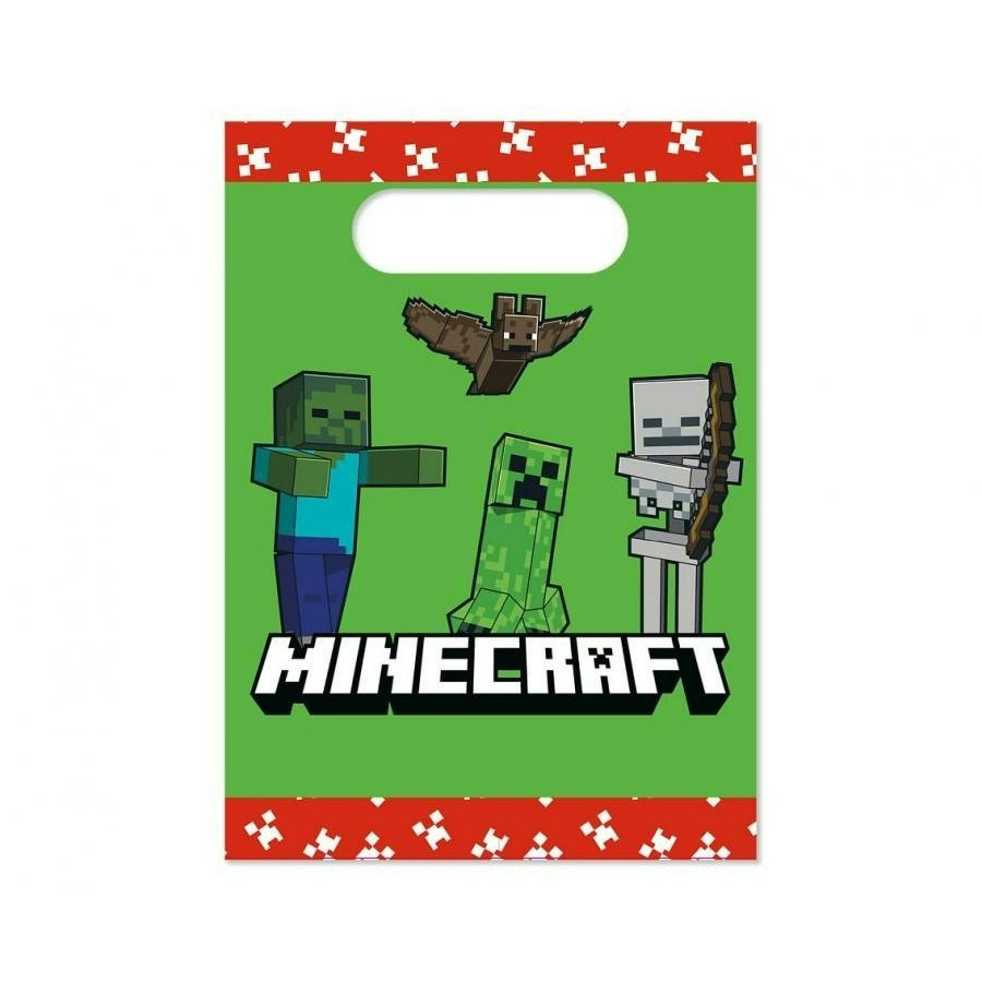 TEMU Bolsas de papel para dulces de de Minecraft, 16x23 cm, 4 piezas