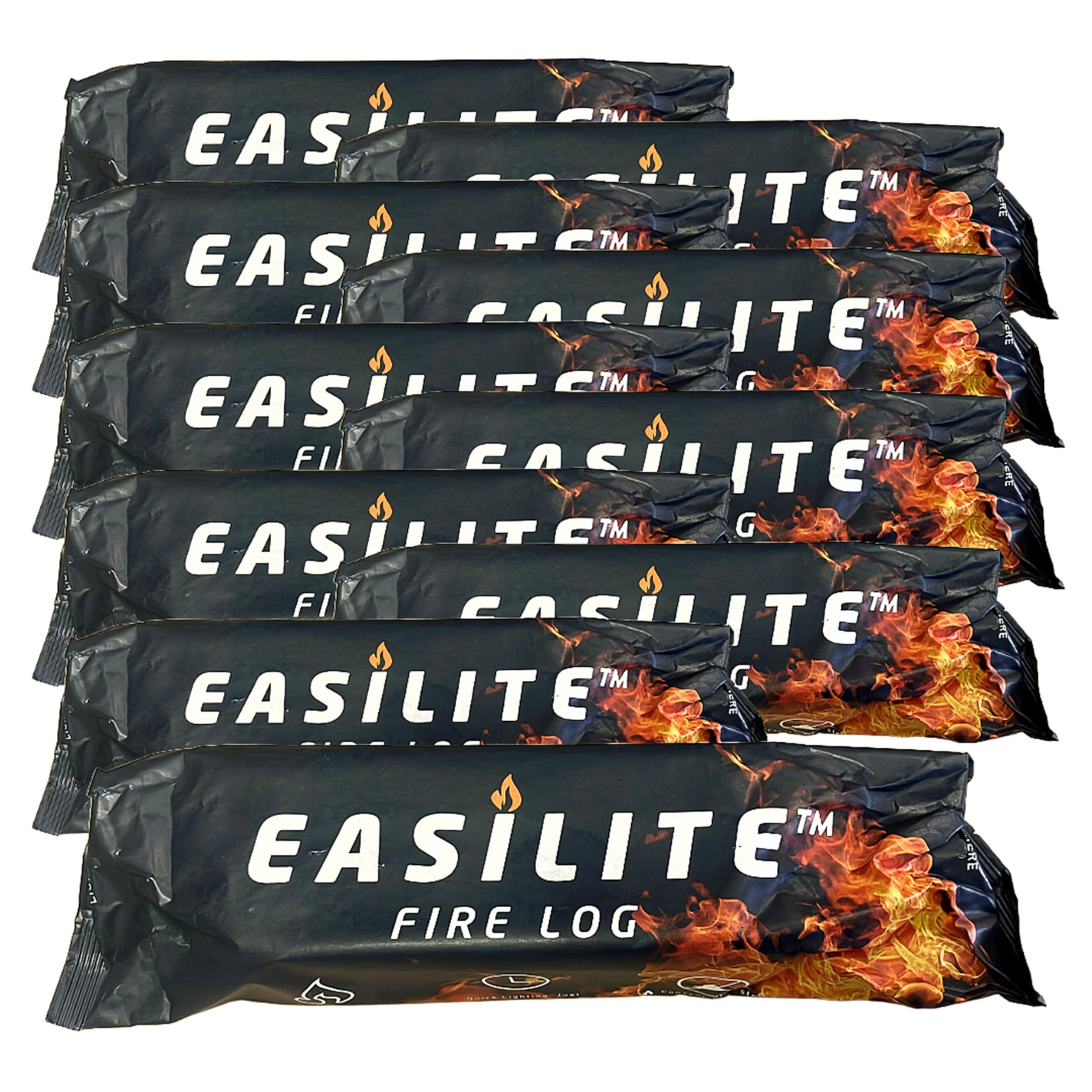 TEMU Easilite Fire Logs - Pack Of 10 Easy Lighting Wood Firelogs. . Up To 2 Hours. Perfect For Open Fires, Fire Pits, Wood Stoves And Chimineas