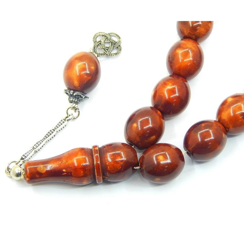 Perlin Beads Tesbih Tasbih Tespih Misbaha Subha 17, Rosary Bracelets, Worship Accessories With Gemstone Effect Beads, Oval 14x12 Mm