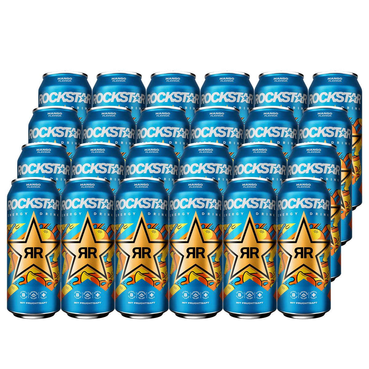 Rockstar Energy Drink Mango With Taurine And Guarana 500ml 24-pack