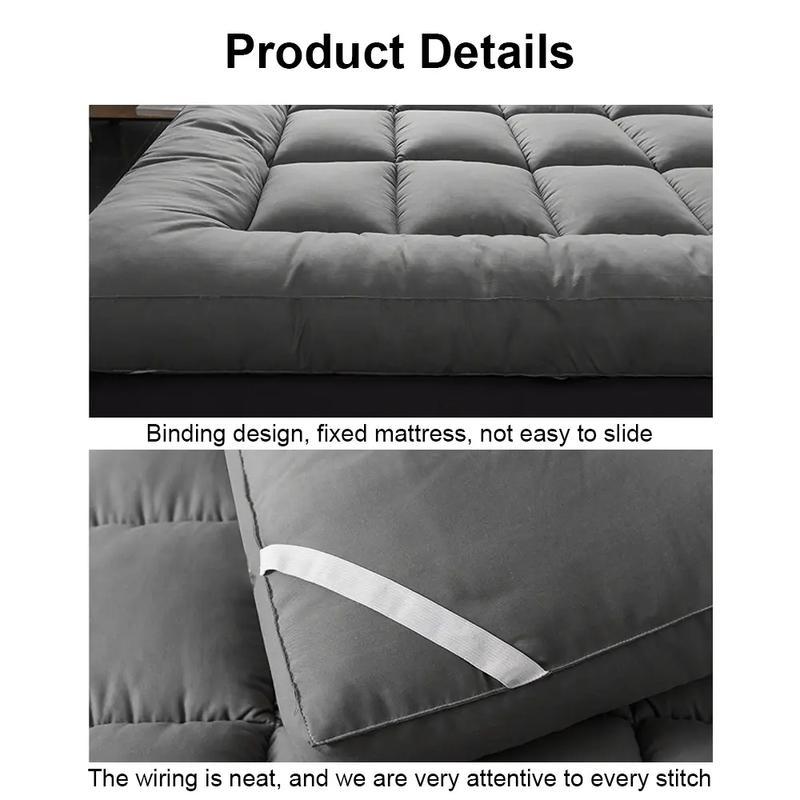 Extra Thick Grey Mattress Topper 4-Inch / 10cm Hotel Quality Deep Fitted Mattress Pad with Corner Elasticated Straps Quilted Box Stitch Breathable All-Season Comfort Single Double Small Double King Super King