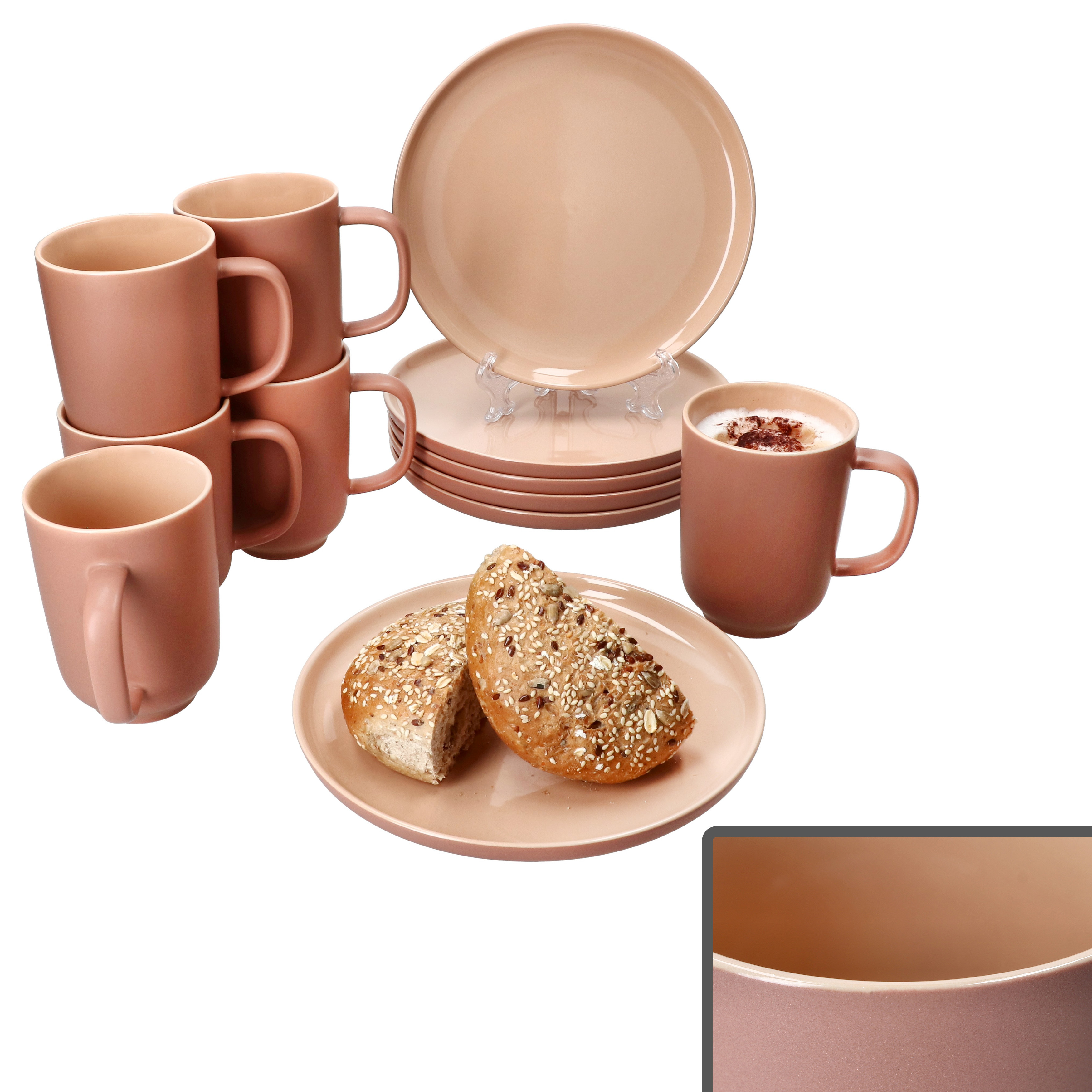 Ritzenhoff Jasper 12pcs Breakfast Set Powder Stoneware Plate Coffee Cup
