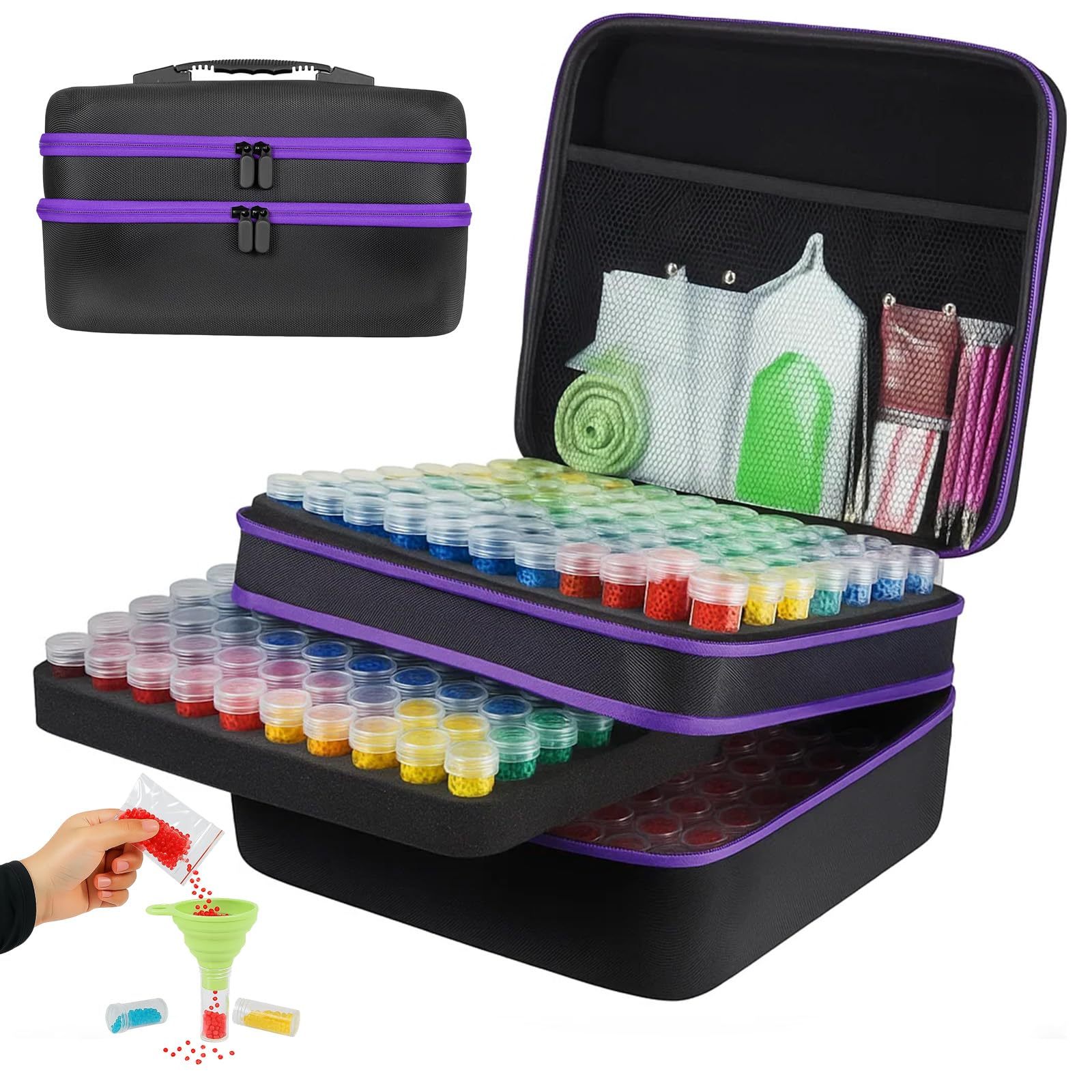Image of Multifunctional Storage Box For Diamond Painting, Includes 240 Bottles Of Diamond Painting Paint And Tool Set – A Portable Storage Box Suitable For Crystal Art Kits, Beads, And Diy Craft Accessories