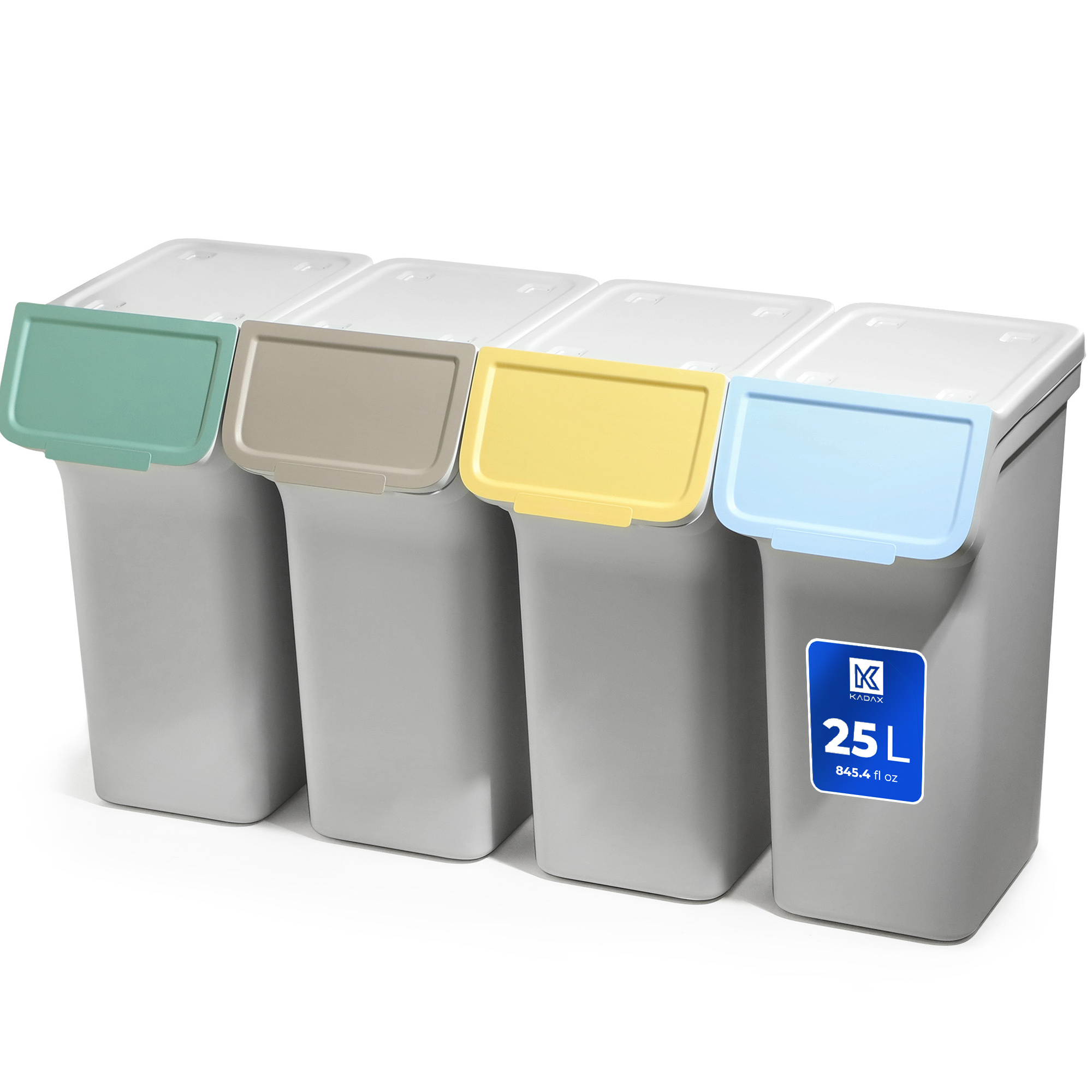 Image of Kadax Trash Can 25l Waste Bin For Segregation Ash Bucket 4 Pcs
