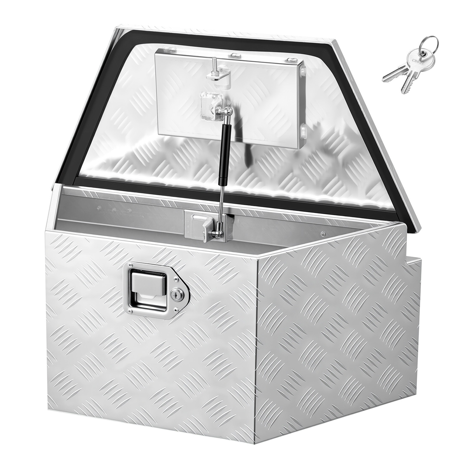 Vevor Trailer Tongue Box, 660 X 330 X 305 Mm Trailer Box, Heavy Duty Storage Organizer With Lock & Keys, Chest For Pickup Truck Bed, Rv, Suv, Off-road Vehicle, Silver