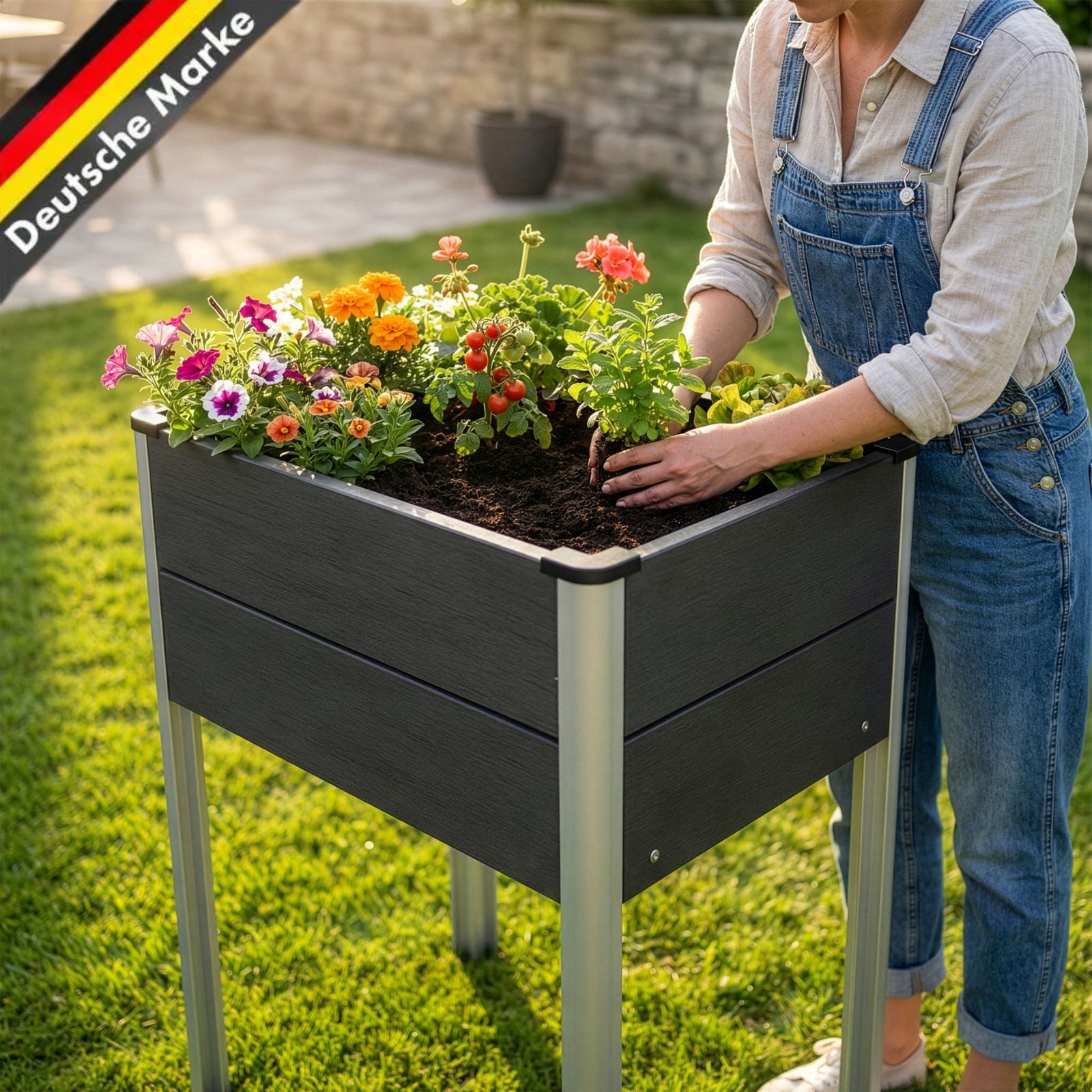 Wpc Raised Bed - 60x50x90 Legs - Weather-resistant, Low-maintenance & Back-friendly For Garden, Balcony Or Terrace ()