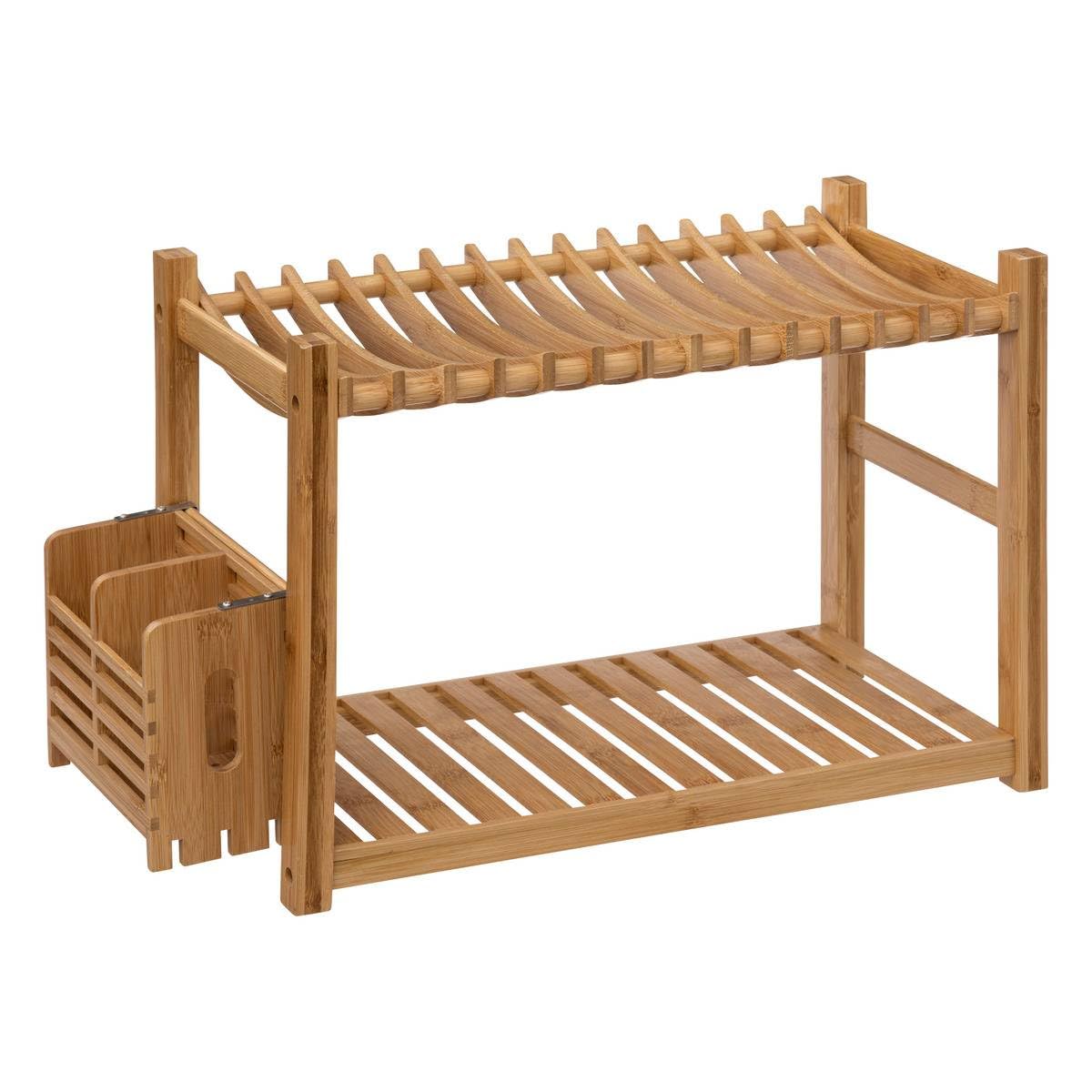 Temu Beige Égouttoir 2 Niveaux Et Couverts Bambou
