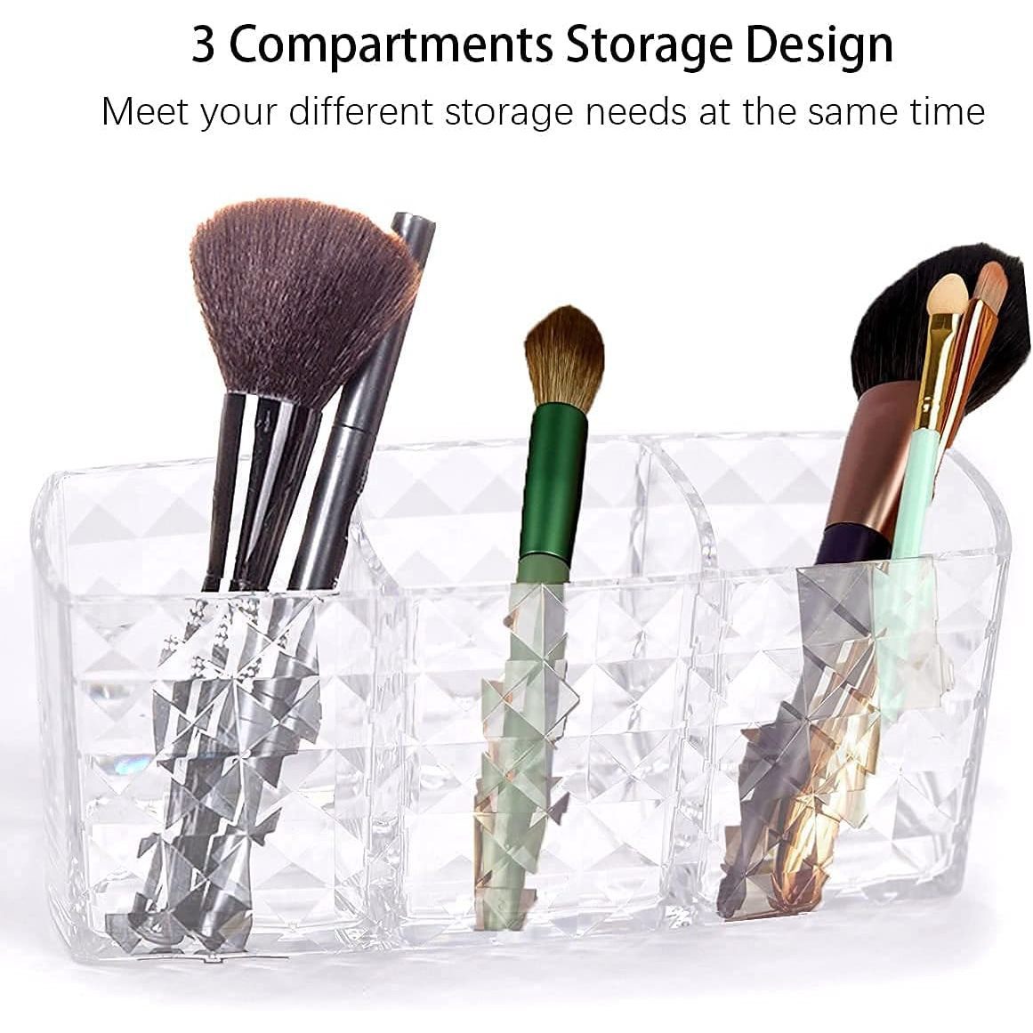 3 Facade Storage Box Made Of Acrylic Cosmetic Organizer For Lipstick-make-up-brush-transparent
