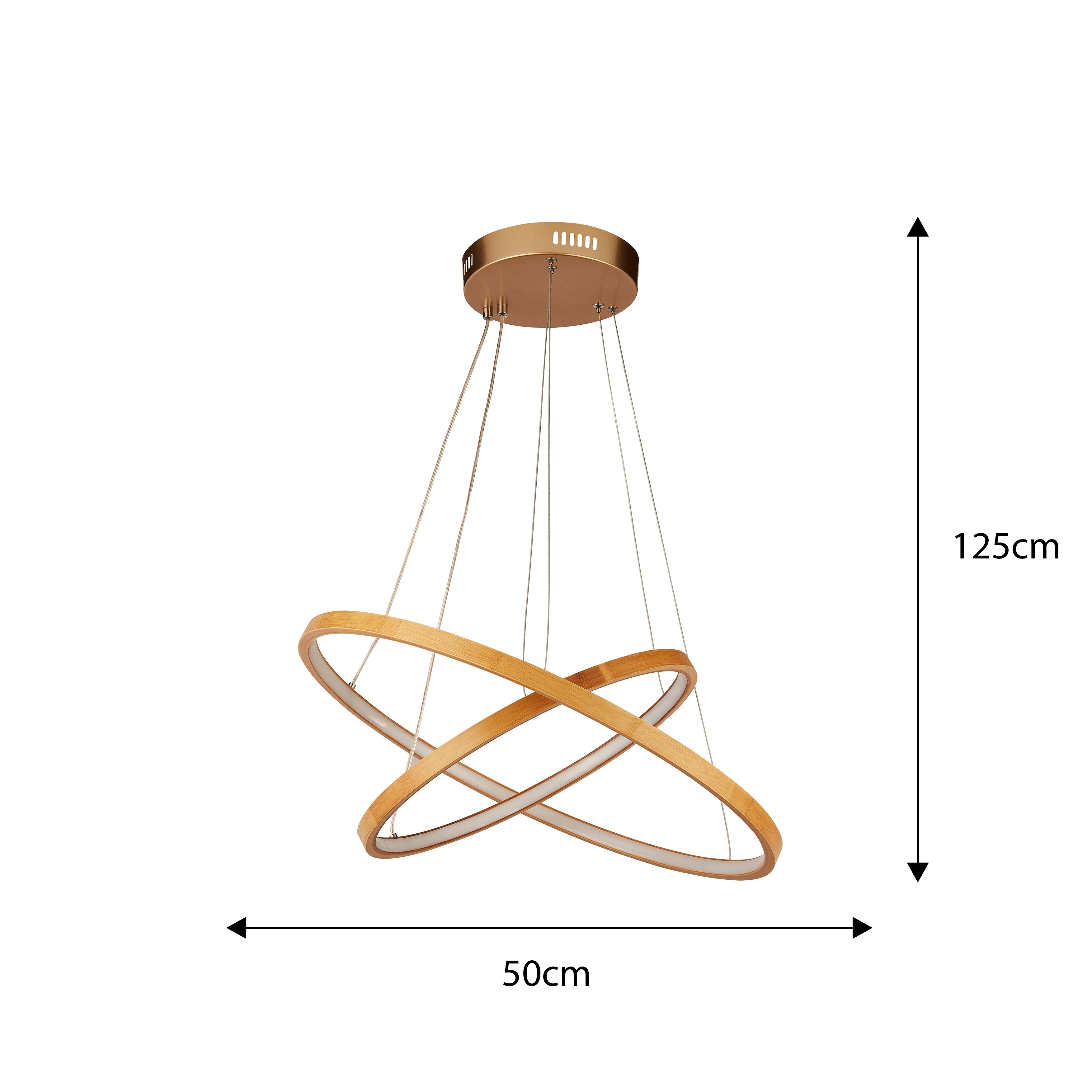 2 Ring Wooden LED Pendant Light