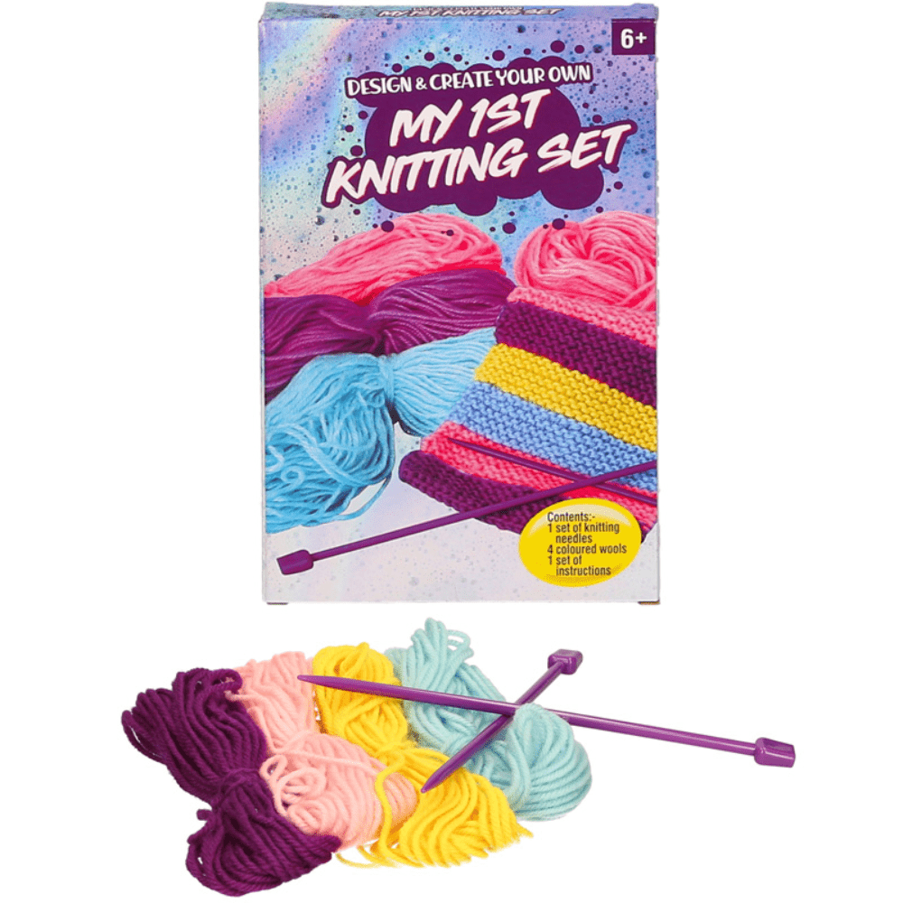 TEMU Beginner Knitting Kit – 6pcs Craft Activity Set With Wool, Needles & Guide | Learn To Knit Mini Projects | Creative Hobby Set For Home, School &