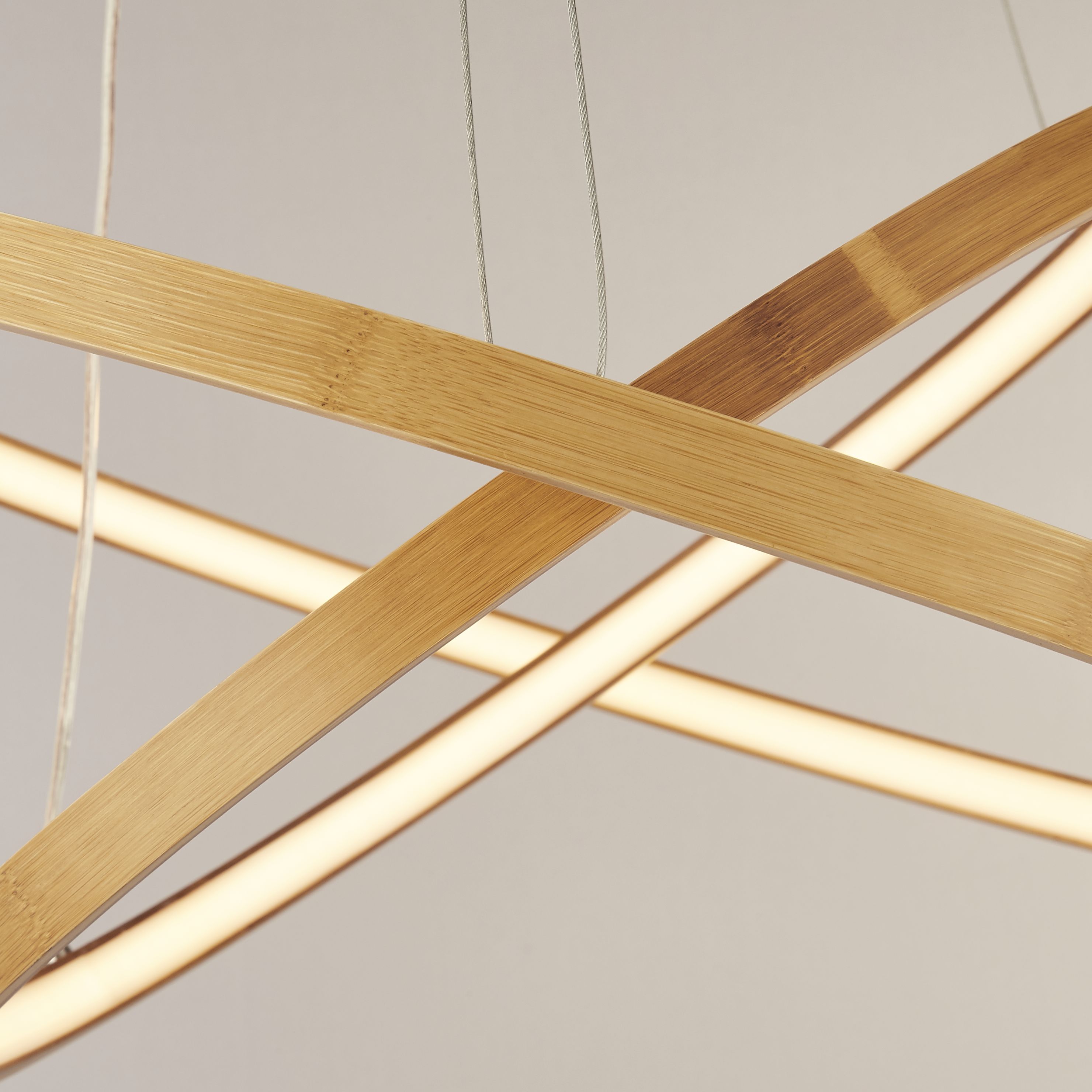 2 Ring Wooden LED Pendant Light