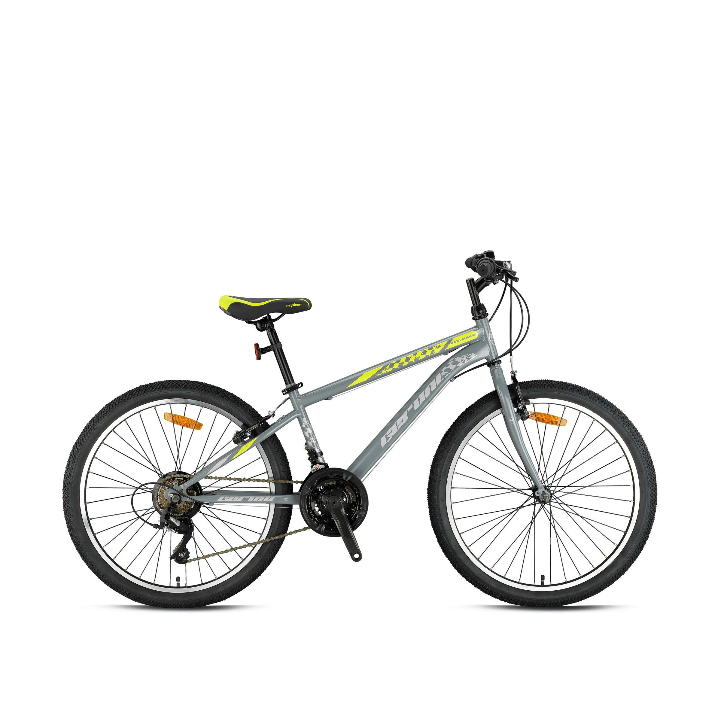 Image of 24 Inch Kids Boys Youth Bicycle, Girls Mtb Mountain Bike, 21-speed With Side Stand, Grn26034, Grey Yellow