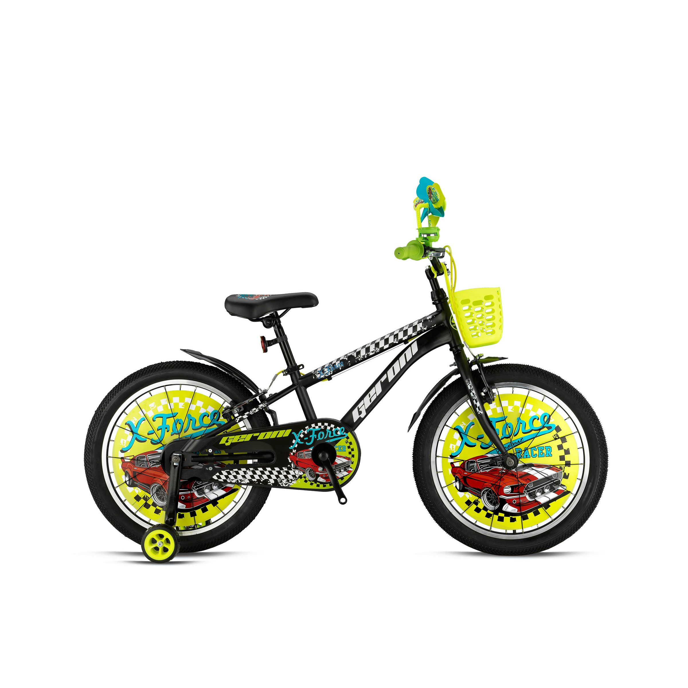20-inch Children's 's Bike With Rim Brake, Training Wheels, , Mudguards, And Basket X-force Grn26-008 Yellow