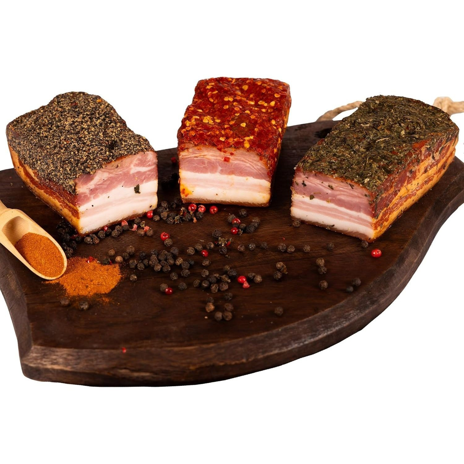 Image of Sausage Baron® Speck Package With Chili, Herbs, And Pepper, Original Austrian Speck, Aromatically Seasoned, 750g