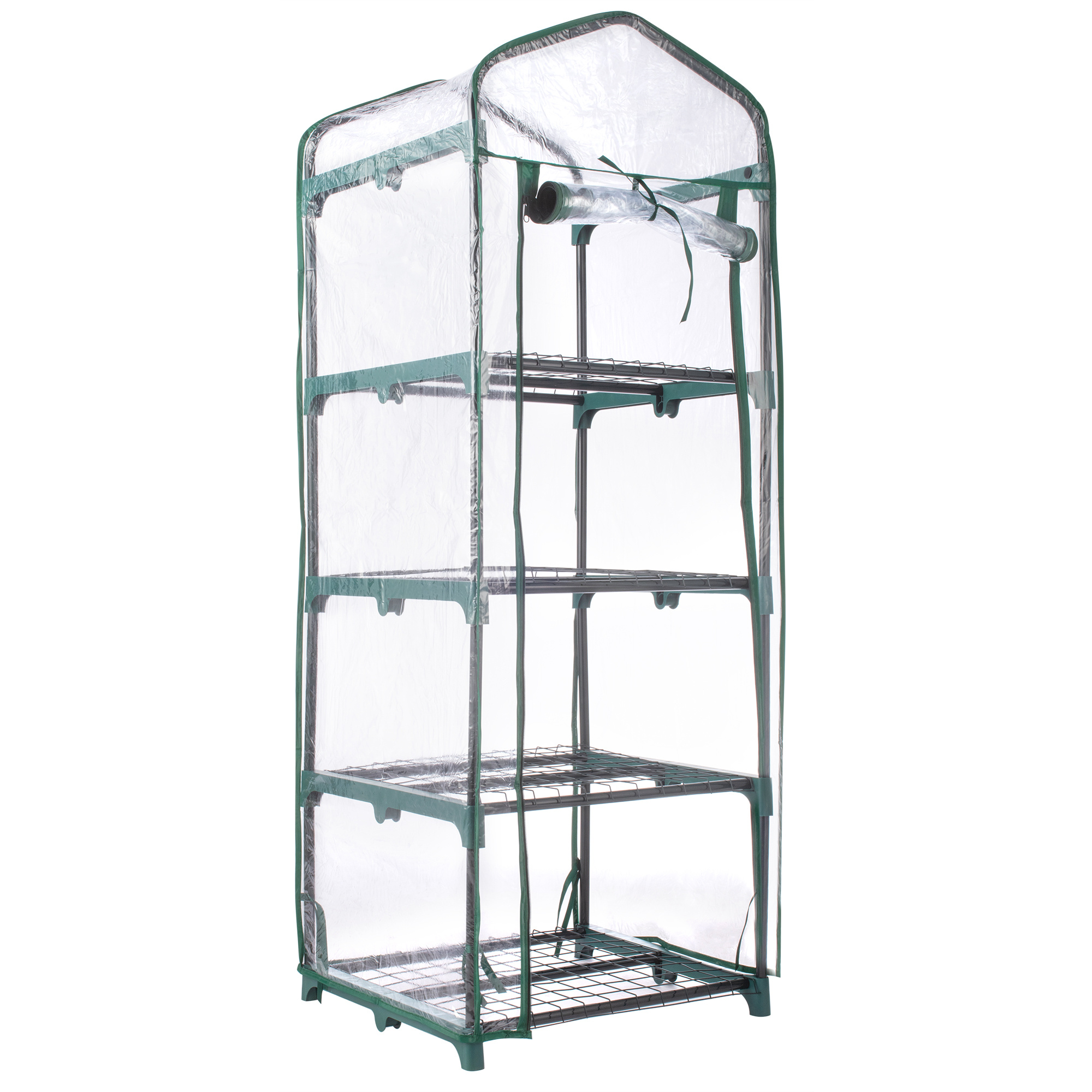 TEMU Hardys 4 Tier Mini Greenhouse Outdoor & Indoor - 4 Shelves Portable Small Gardening Growhouse, Extra Thick Pvc Plastic, Roll Up Zip Panel,