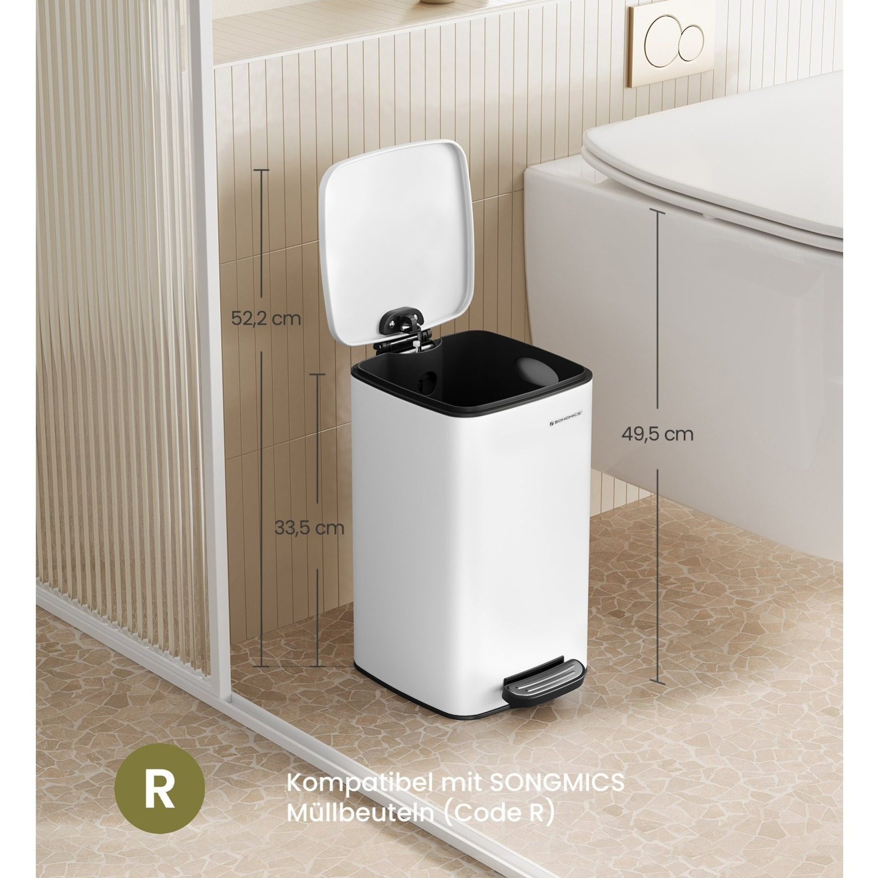 Image of Trash Can, Bathroom Trash Can, Cosmetic Trash Can, 8 , Small Trash Can, Pedal Trash Can, For Small Rooms, With Lid, , 23.9 X 19.3 X 33.5 Cm, Steel