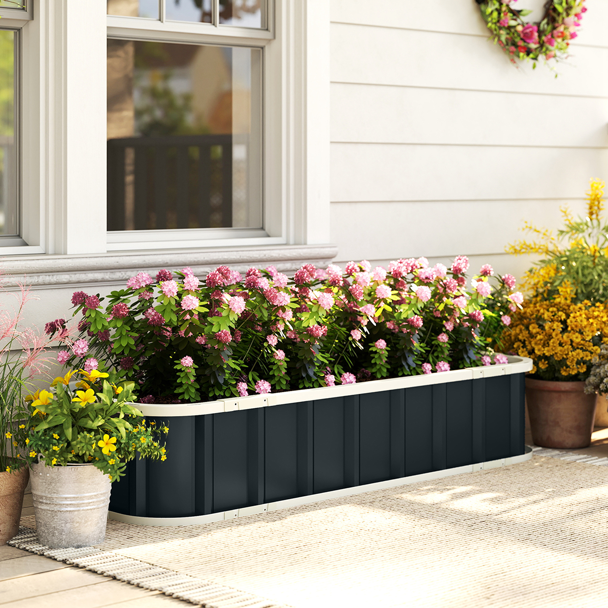 Image of Raised Bed Steel, Planting Bed With Click Closures Early Bed Garden Bed Flower Box Planter Tub Vegetable Bed 136 X 52 X 31 Cm For Garden Balcony, Flowers, Plants