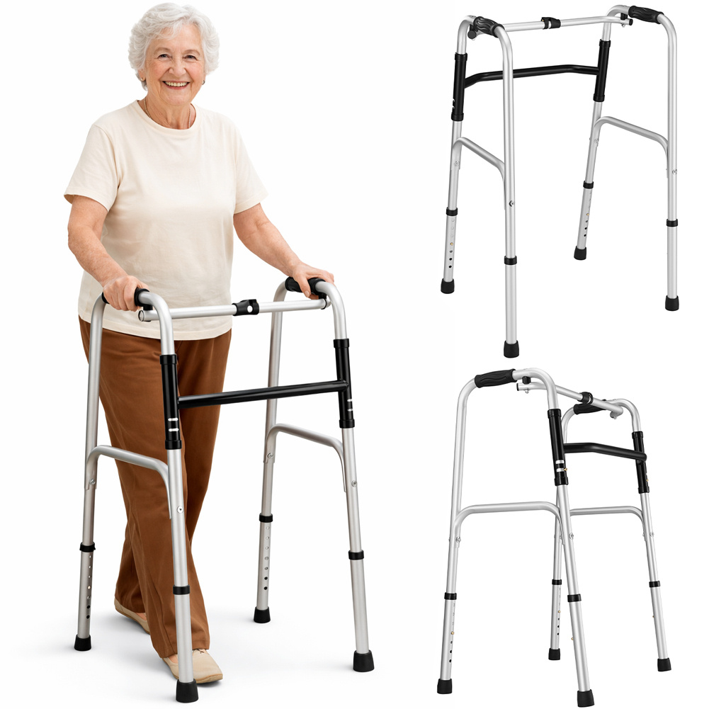 TEMU BAKAJI Déambulateur Pliant pour Personnes Âgées avec Cadre Léger en Aluminium, de Place, Dispositif d'Aide à la Déambulation pour Personnes à