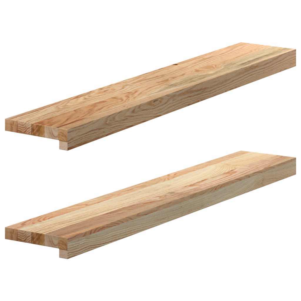 Image of Vidaxl Window Sills 2pcs. Untreated 90x15x2 Cm Solid Oak Wood, Window Board, Wooden Stair Step, Wooden Window Board, Oak Window Sill