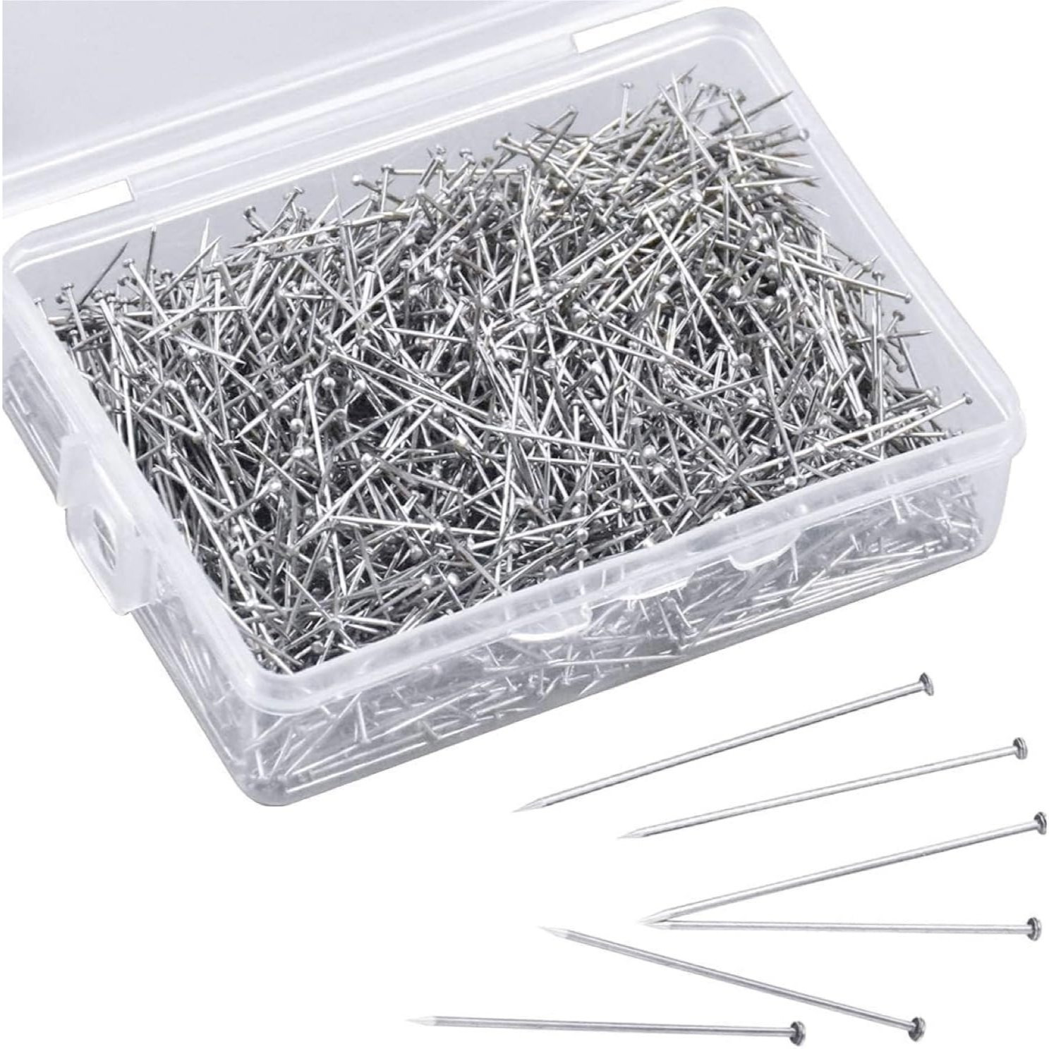 E-shop TK 1500 Stk. Stecknadeln 13 mm Pins in praktischer Box - Basteln Nähen, Set., 1500 Stk. Insgesamt, Rostfrei / in praktischer Box