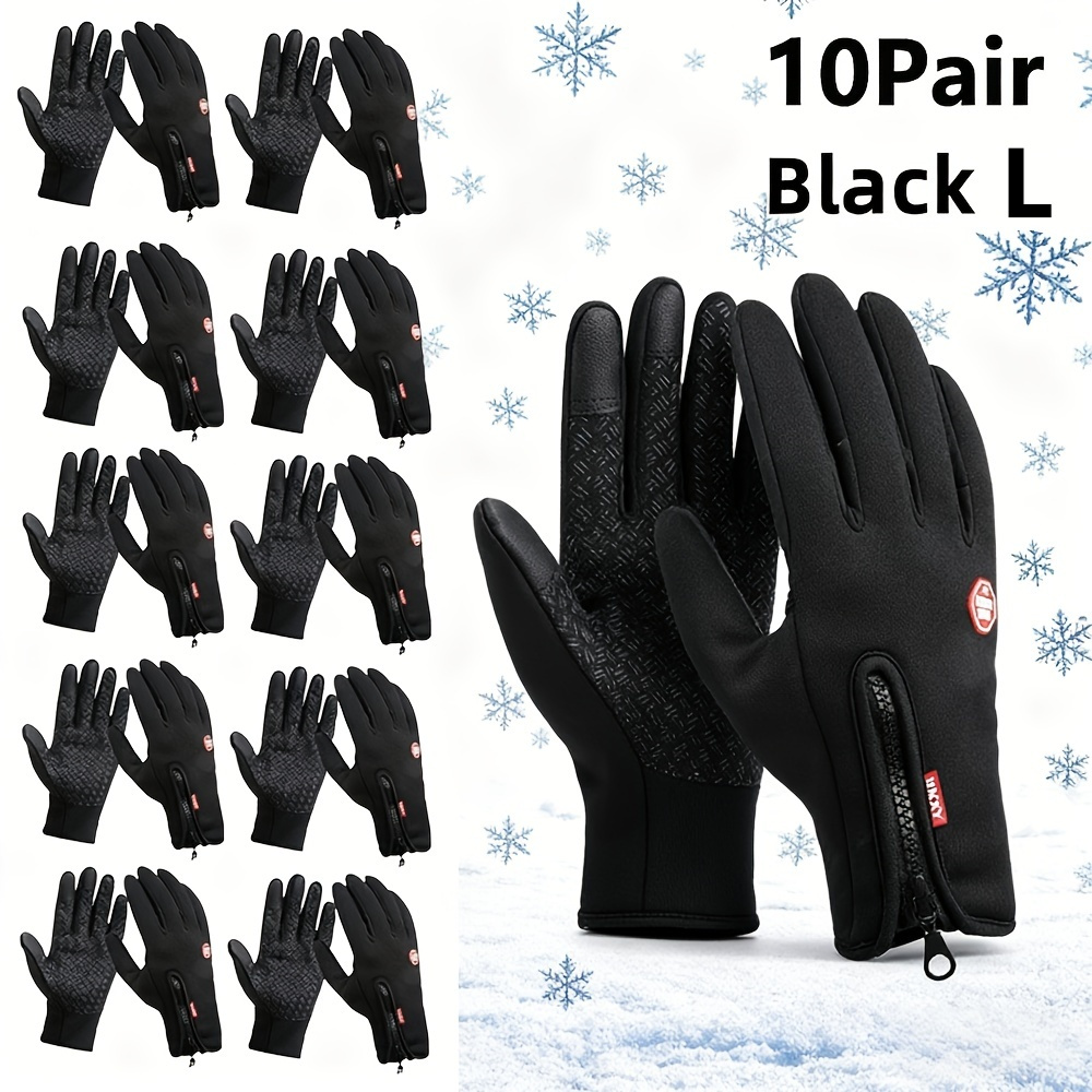 E-shop 10 Paar M/L/XL Herren Winterhandschuhe mit Touchscreen-Funktion - Kuscheliges, warmes, vollfingeriges Design, zum Radfahren, für die Arbeit und
