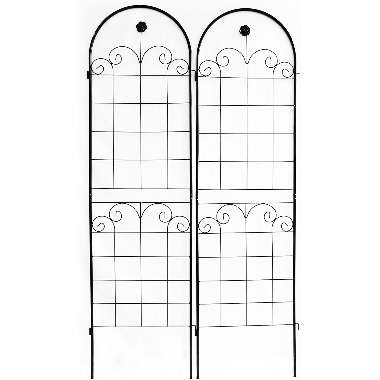 Image of 2-pack Metal Trellis (180x50 Cm) – Elegant Climbing Plant & Rose Support – Weather-resistant Garden Trellis & Privacy Screen In Black For Garden, Balcony & Terrace – Easy To Assemble