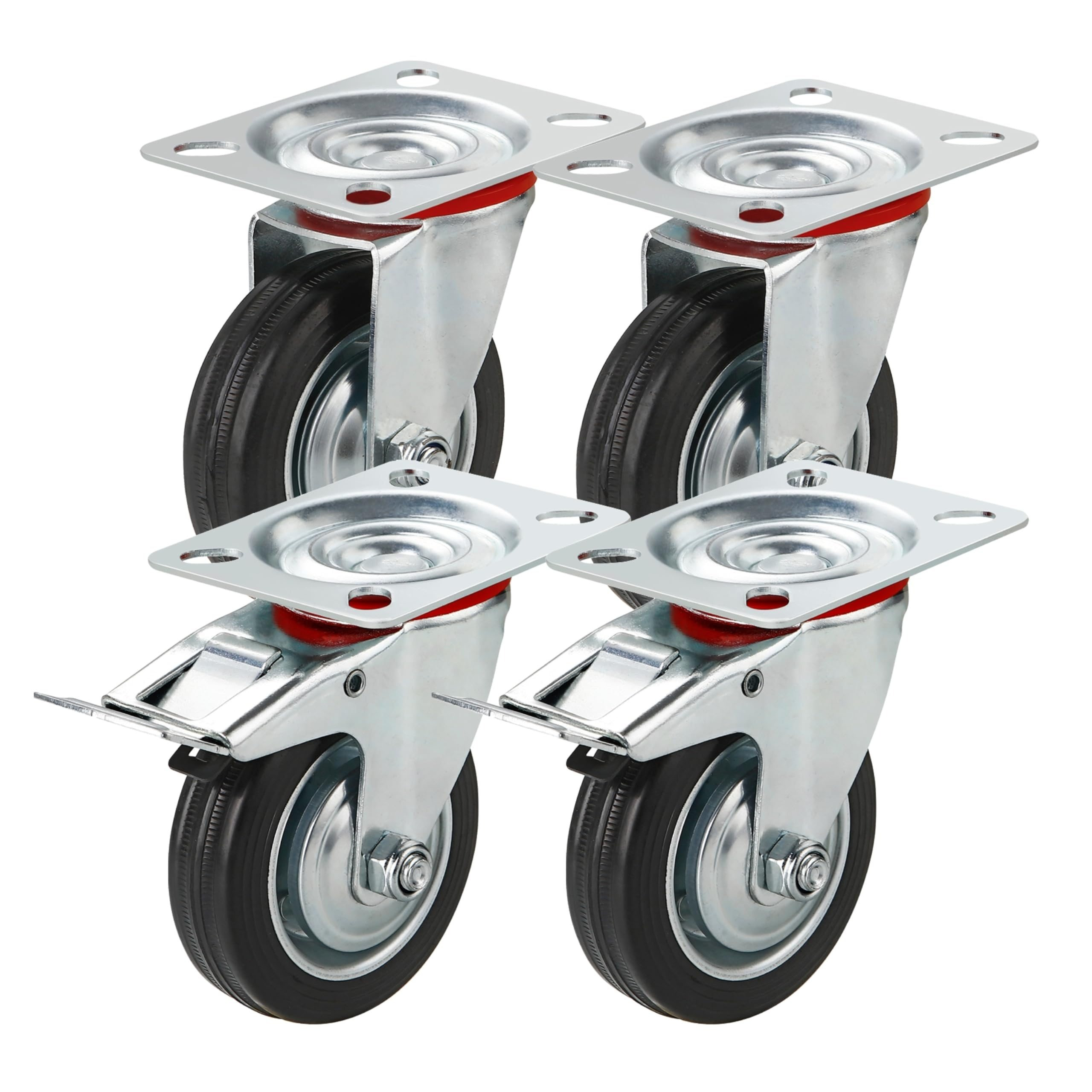 Tk 4-wheel Transport Rollers & Heavy-duty Rollers - With Brake - Steering Roller - Loadable Up To 400 Kg Heavy-duty Furniture Rollers (4x Steering Rollers ∅7.5 Cm)
