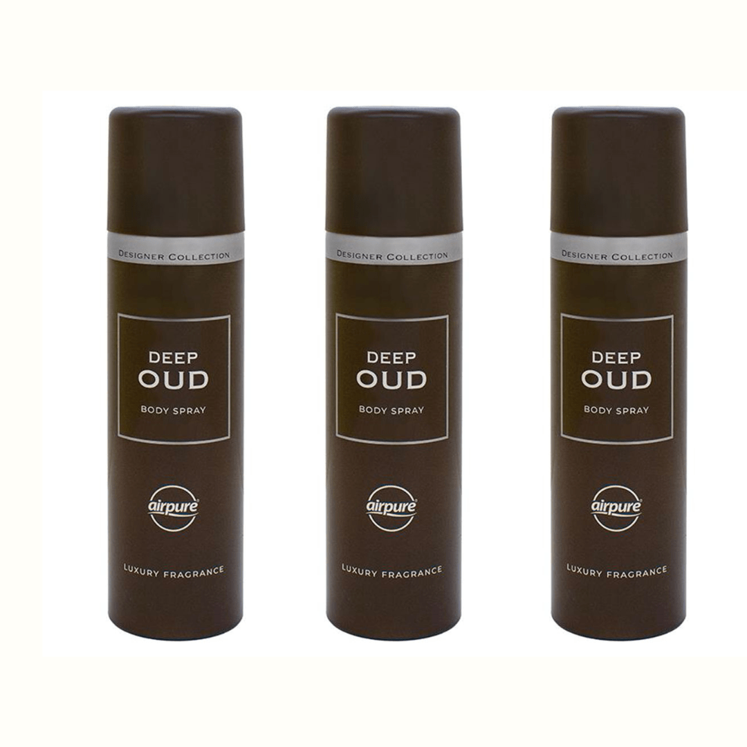 TEMU Pack Of 3 Airpure Designer Collection Deep Oud Body Spray 150ml