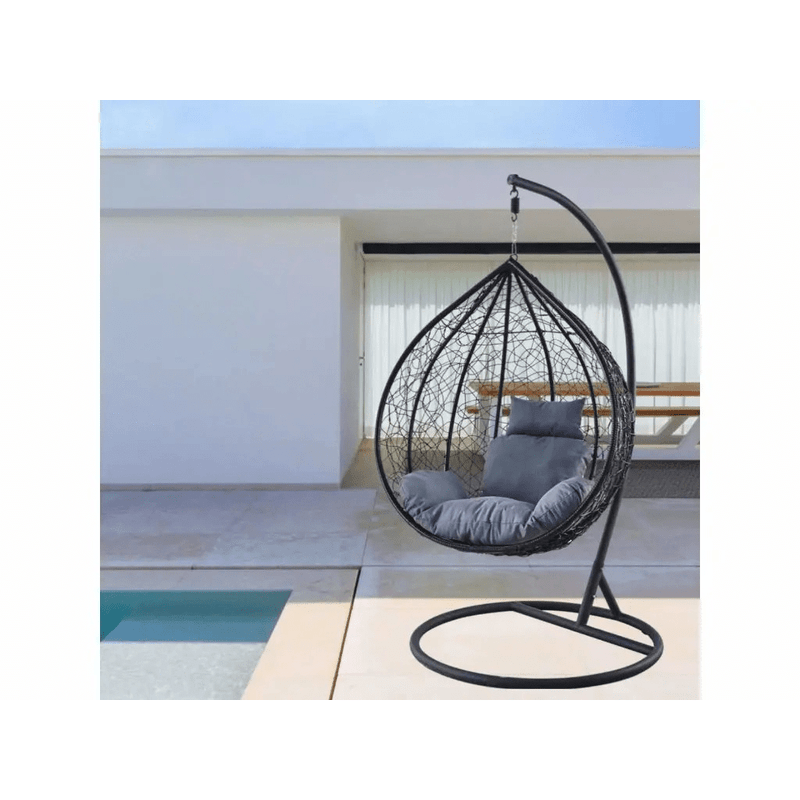 Fotoliu de gradina suspendat Havana, perne moi, structura metalica, tesatura solida, sustine pana la 150 kg, gri