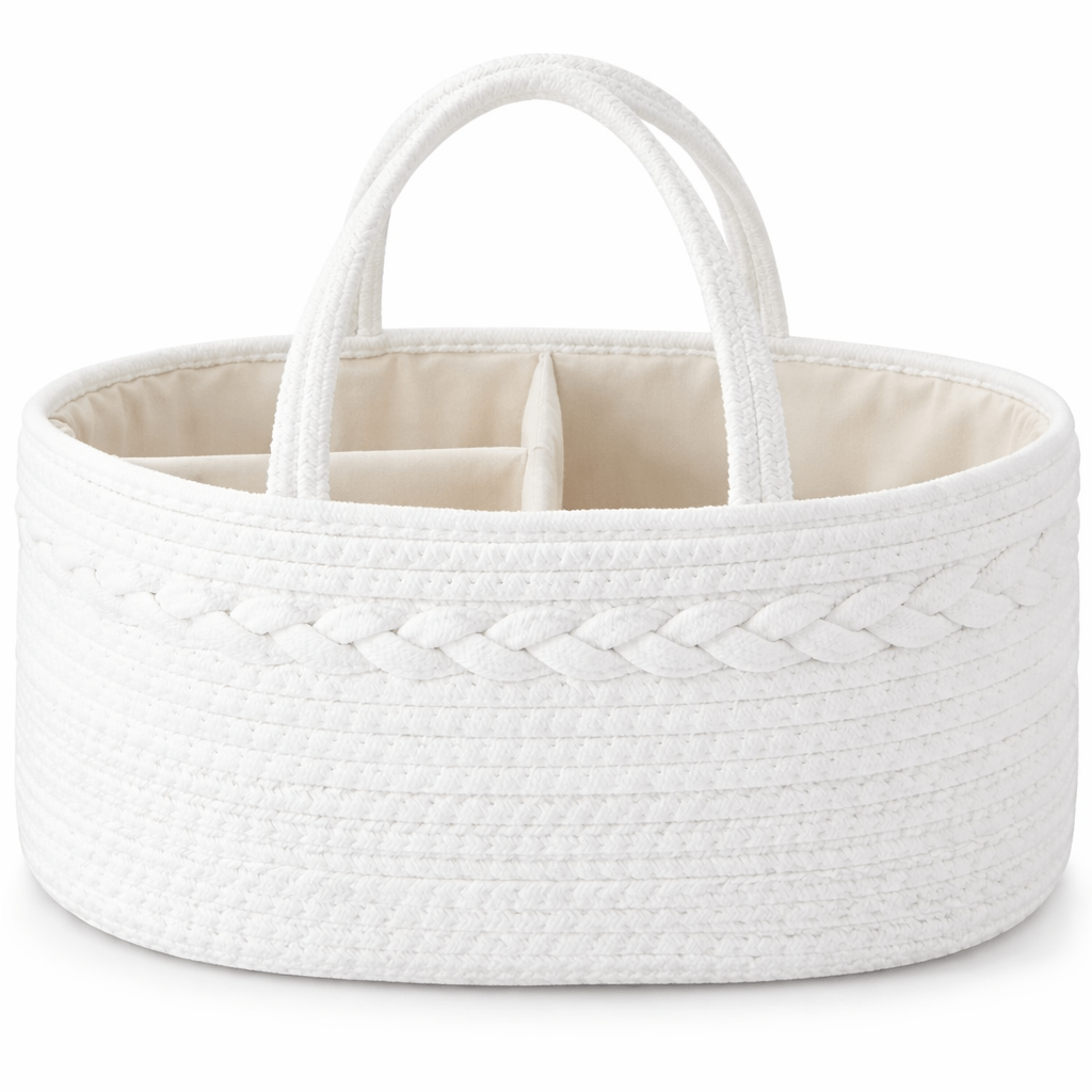 TEMU Organizador de pañales bebé grande, diaper caddy nursery storage basket, cesta organizadora portátil con separadores ajustables, plegable y