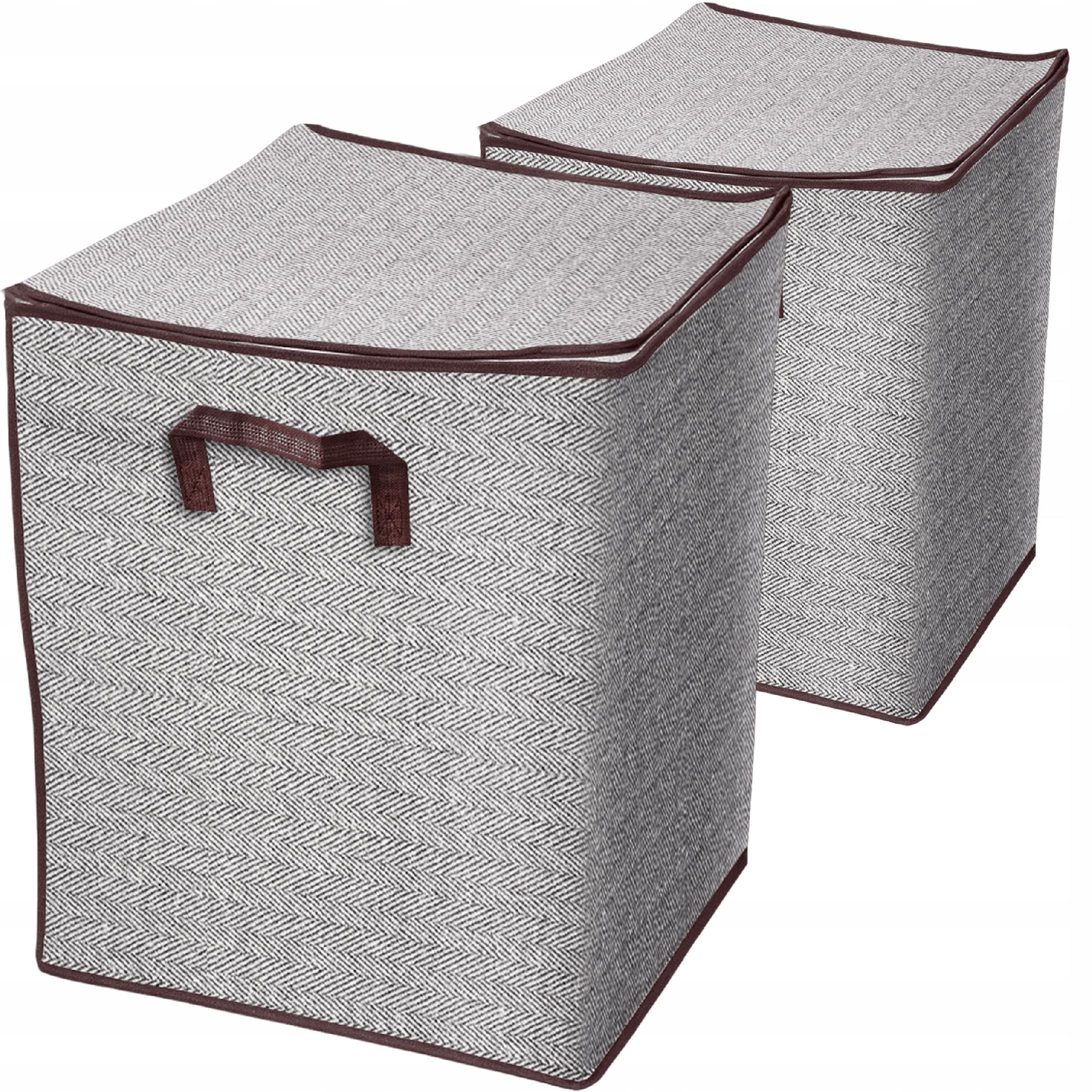 Set Of 2 Foldable Laundry Baskets Krumad 80 L With Lid And Handles, Home Organizer