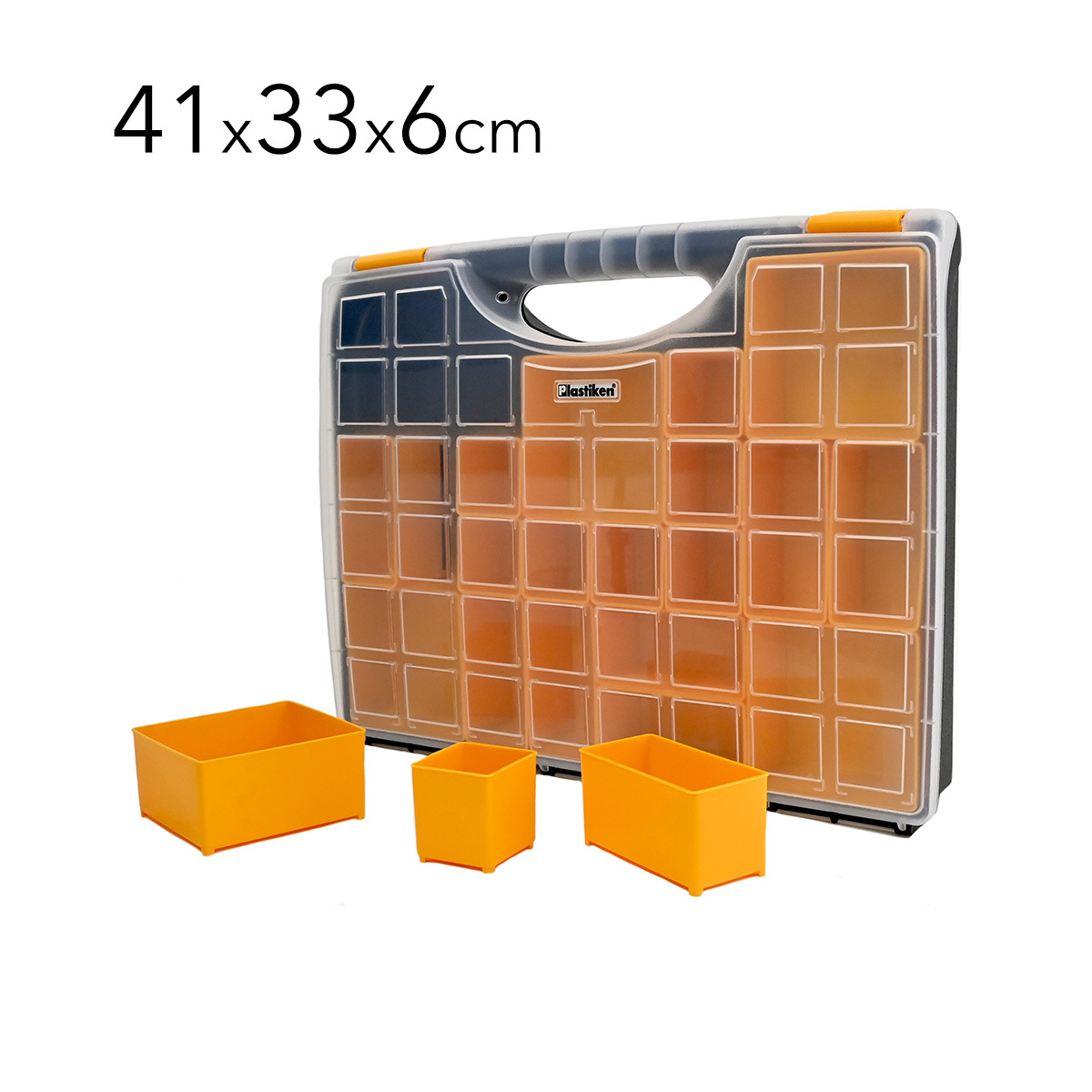 TEMU Organizador Cube 41cm de Plástico Resistente con Asa, Cierres de Seguridad y Cajoncitos Extraíbles 41x33x6cm - Para piezas pequeñas