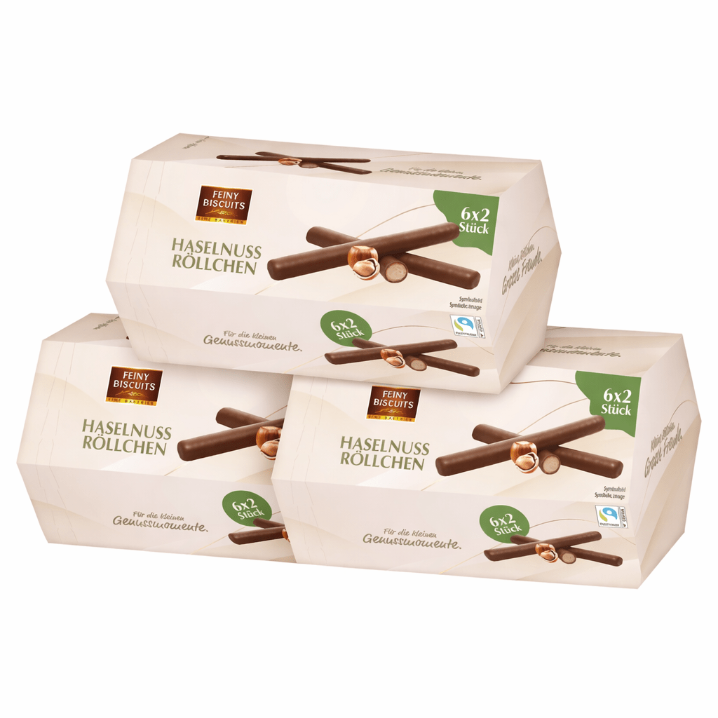 Waffle Rolls Hazelnut 3-pack (3 X 150g) - Crispy Waffle Rolls With Creamy Hazelnut Filling - 18 Individually Wrapped Portions
