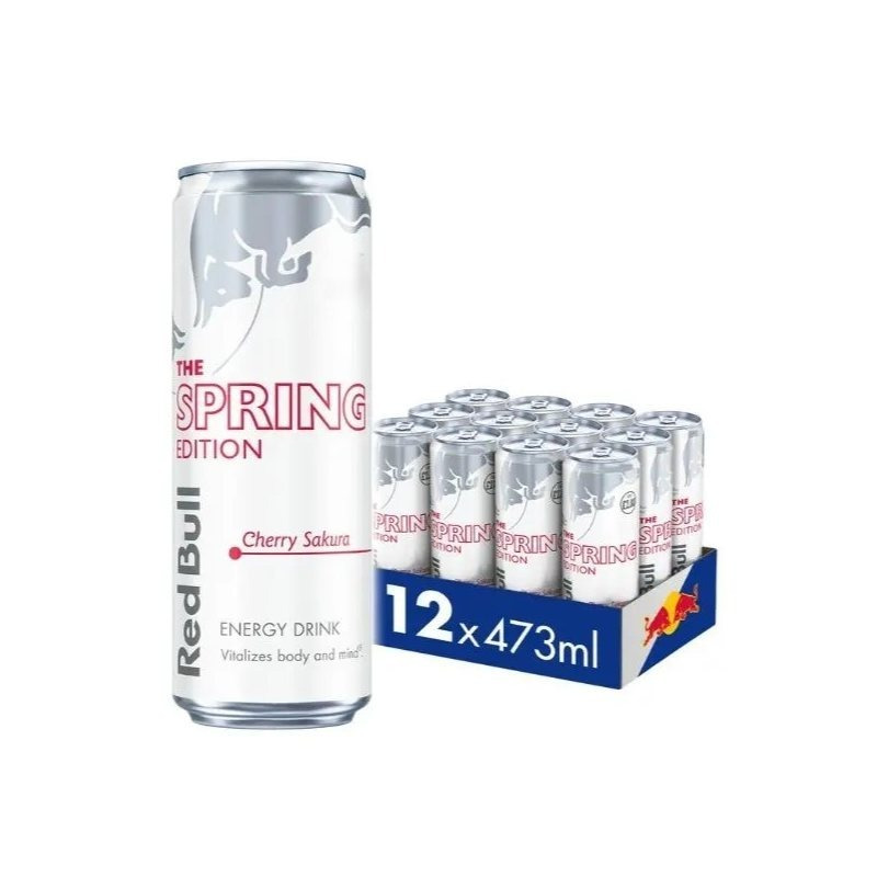 TEMU Red Bull Spring Edition Cherry Sakura Energy Drink Flavoured Beverage Pack Of 12 X 473ml