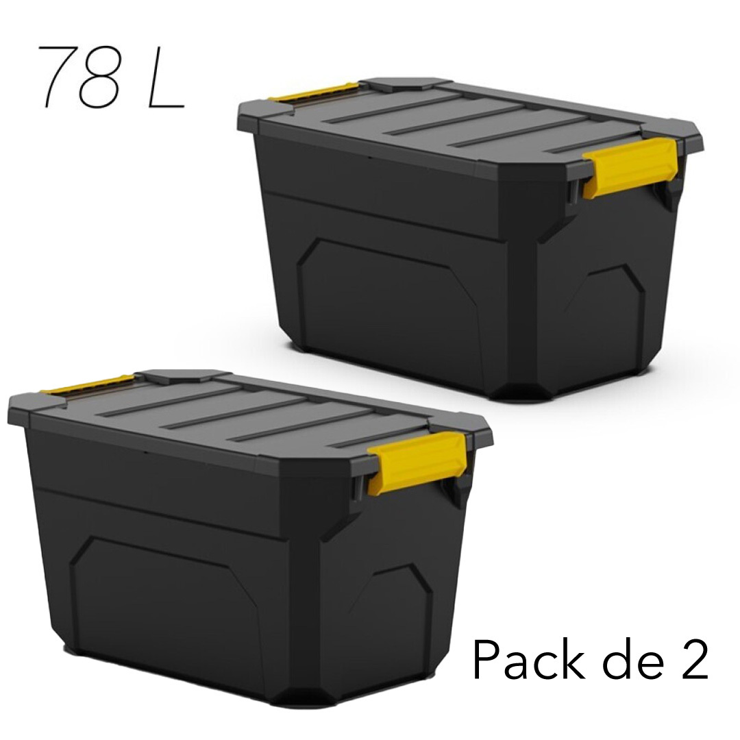 TEMU Pack de 2 Cajas Cargo Negra 78 Litros – Estanqueidad, Impermeable y Resistente
