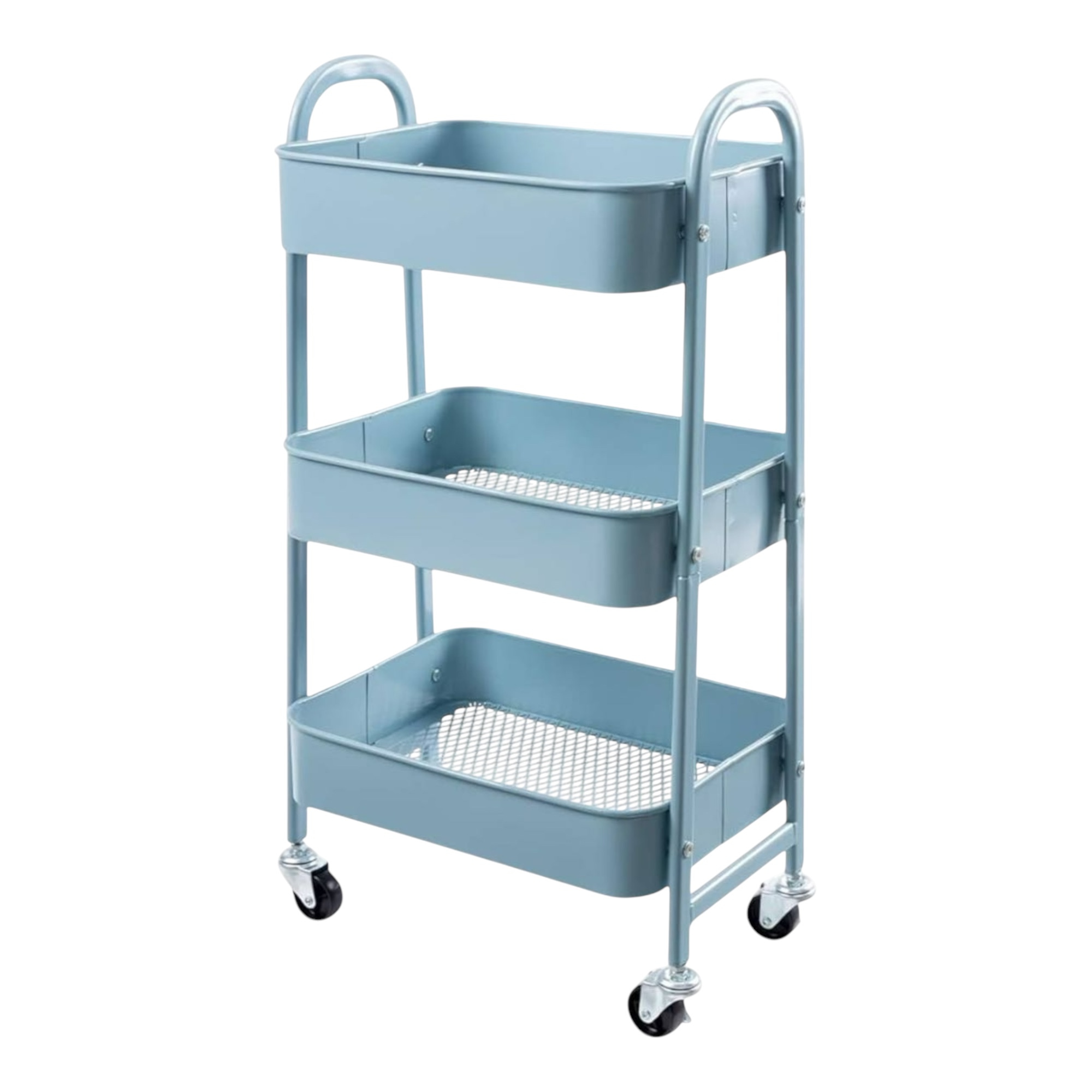 TEMU Carro móvil, Carrito de Almacenamiento de 3 Niveles, de Acero, con Mango, 2 Frenos, Montaje fácil, para Dormitorio, lavadero del baño fruta