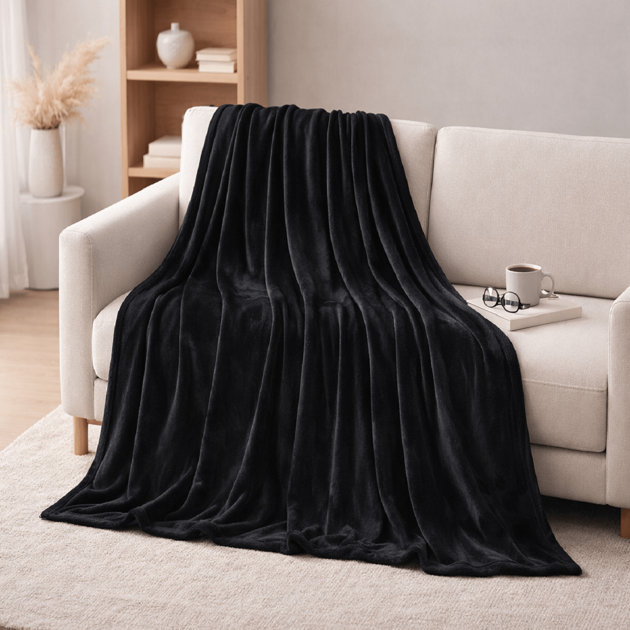 Image of Xxl Flannel Snuggle Blanket – & Warming Sofa Throw / Couch Cover / Camping Blanket – For 1–2 People – 150x200 & 220x240 Cm – 9 Colors – Washable & Dryer Safe