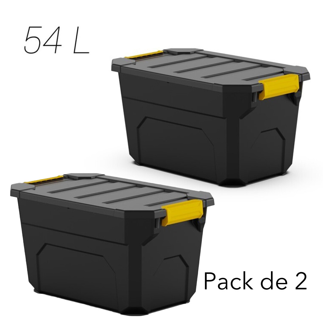 TEMU Pack de 2 Cajas Cargo Negra 54 Litros – Estanqueidad, Impermeable y Resistente