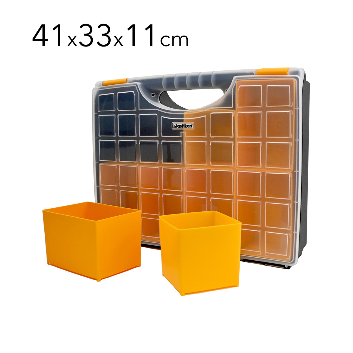 TEMU Organizador Cube 41cm de Plástico Resistente con Asa, Cierres de Seguridad y Cajoncitos Extraíbles 41x33x11cm - Para piezas pequeñas
