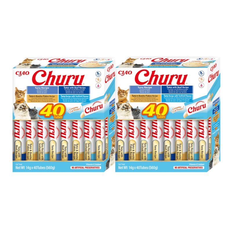 TEMU Pack de 2 Cajas Churu - 80 Tubos de Snacks para Gatos - de Atún