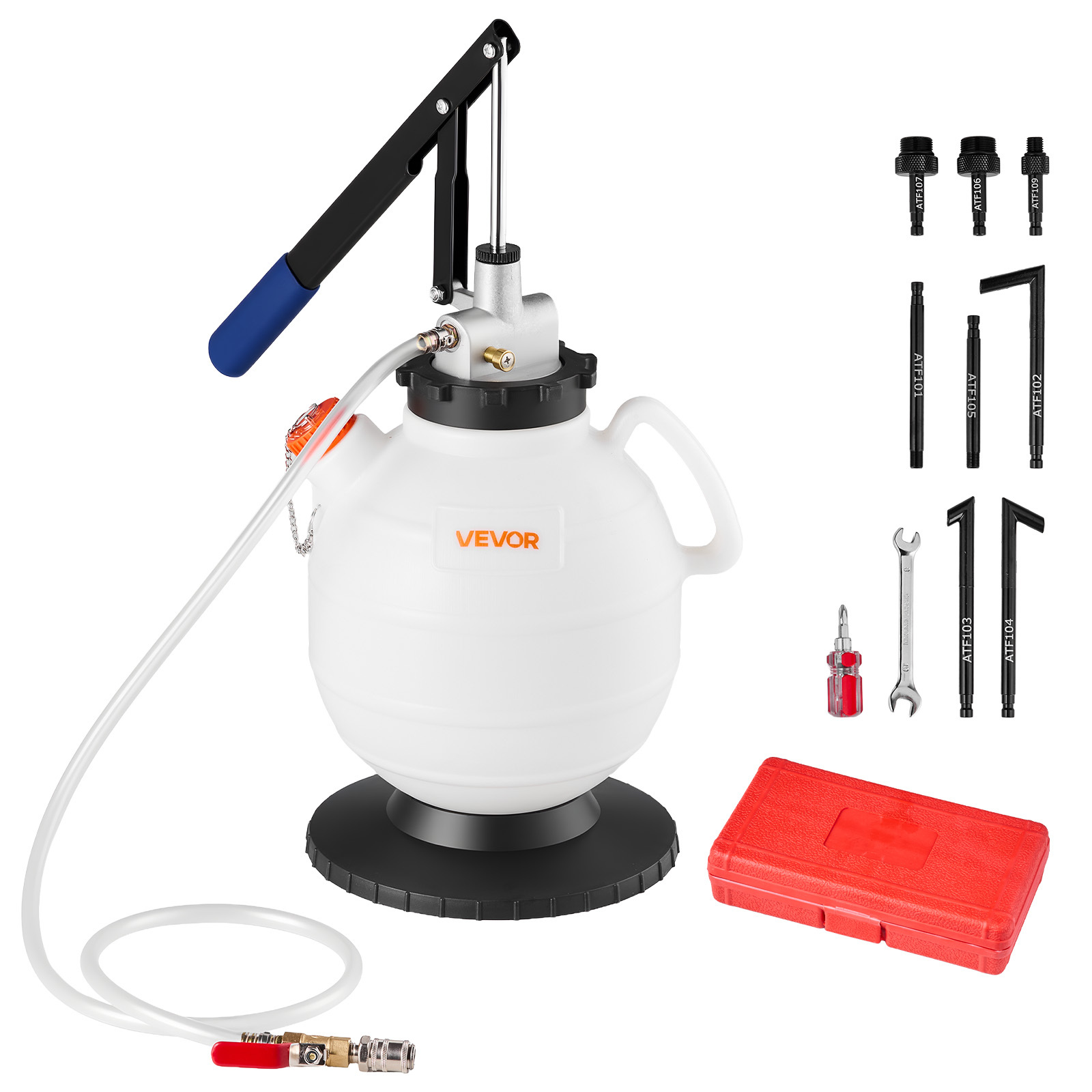 TEMU Vevor Transmission Fluid Pump, 7.5 L Capacity, Manual Atf Refill Kit Fluid Transfer Pump With 8 Atf Adapters & 120cm Outlet Horse, Oil Extractor