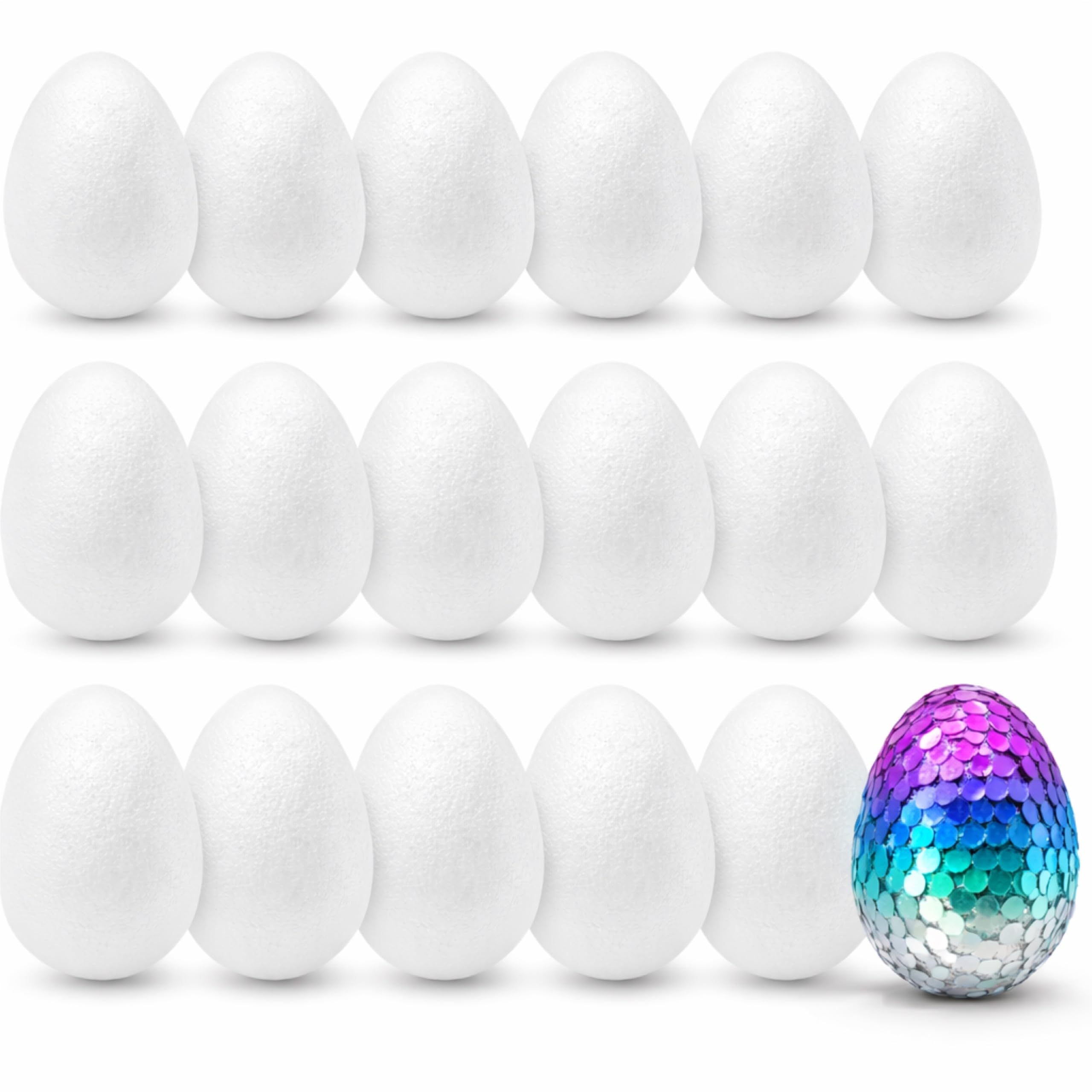 50x Styrofoam Eggs 6 Cm - Eggs Made Of Styrofoam & Plastic - Plastic Eggs For Painting And Crafting - Easter Eggs As Decoration & Decor