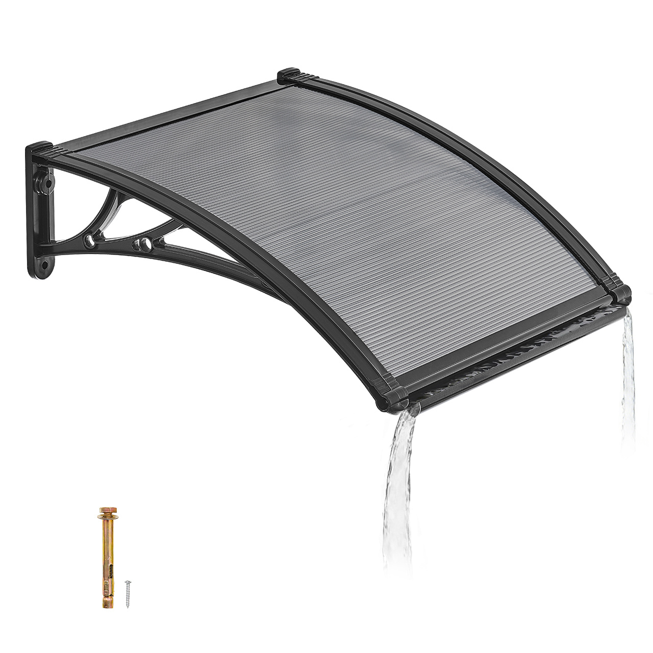 Image of Vevor Awnings For Door Entrance, 24 X 24 In, Exterior Front Door Window Awnings With Drainage & Abs Bracket, Rain Protection, Polycarbonate Door Canopy For Porch Patio