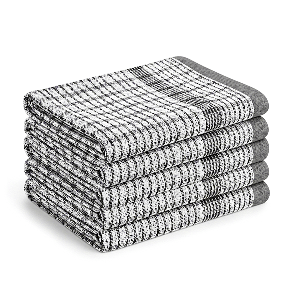 checked tea towels dish cloths pack of 5 cotton towels quick dry large size 50x75cm
